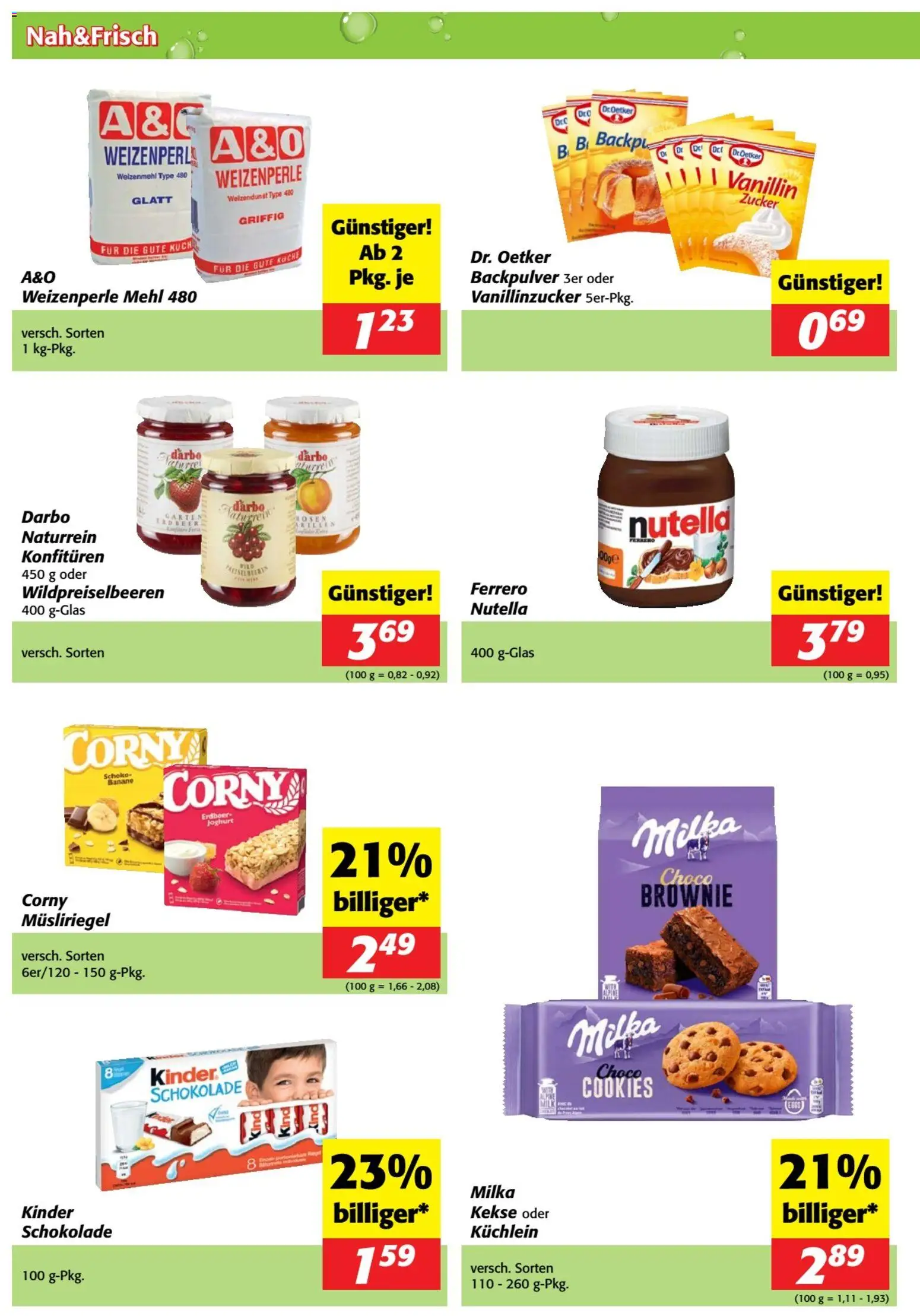 Vorschau der Angebote: Nah und Frisch Nah und Frisch Flugblatt gültig ab 01.07.2026 - Schokolade, Nutella, Kekse, Joghurt, Backpulver, Zucker, Mehl