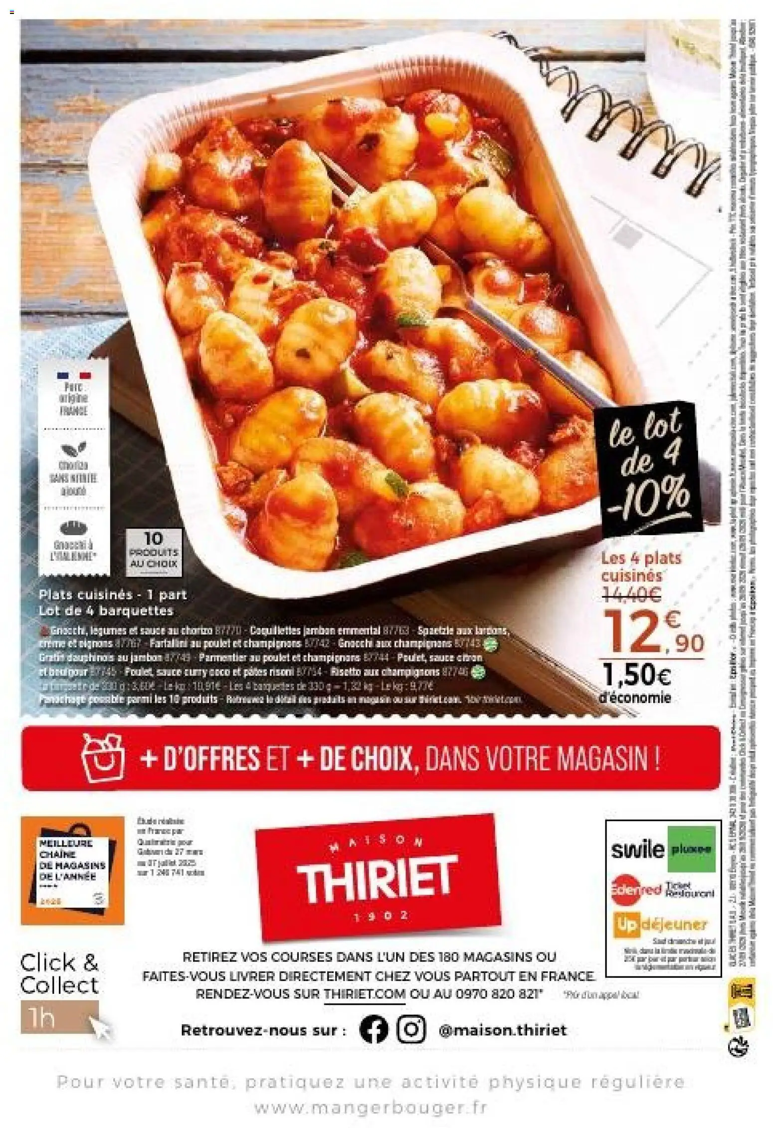 Prévisualisation de Thiriet catalogue du magasin Thiriet formulaire valide 24/08/2026 - Poulet, Boulgour, Pâtes, Curry, Crème, Champignons, Coquillettes, Plats cuisinés