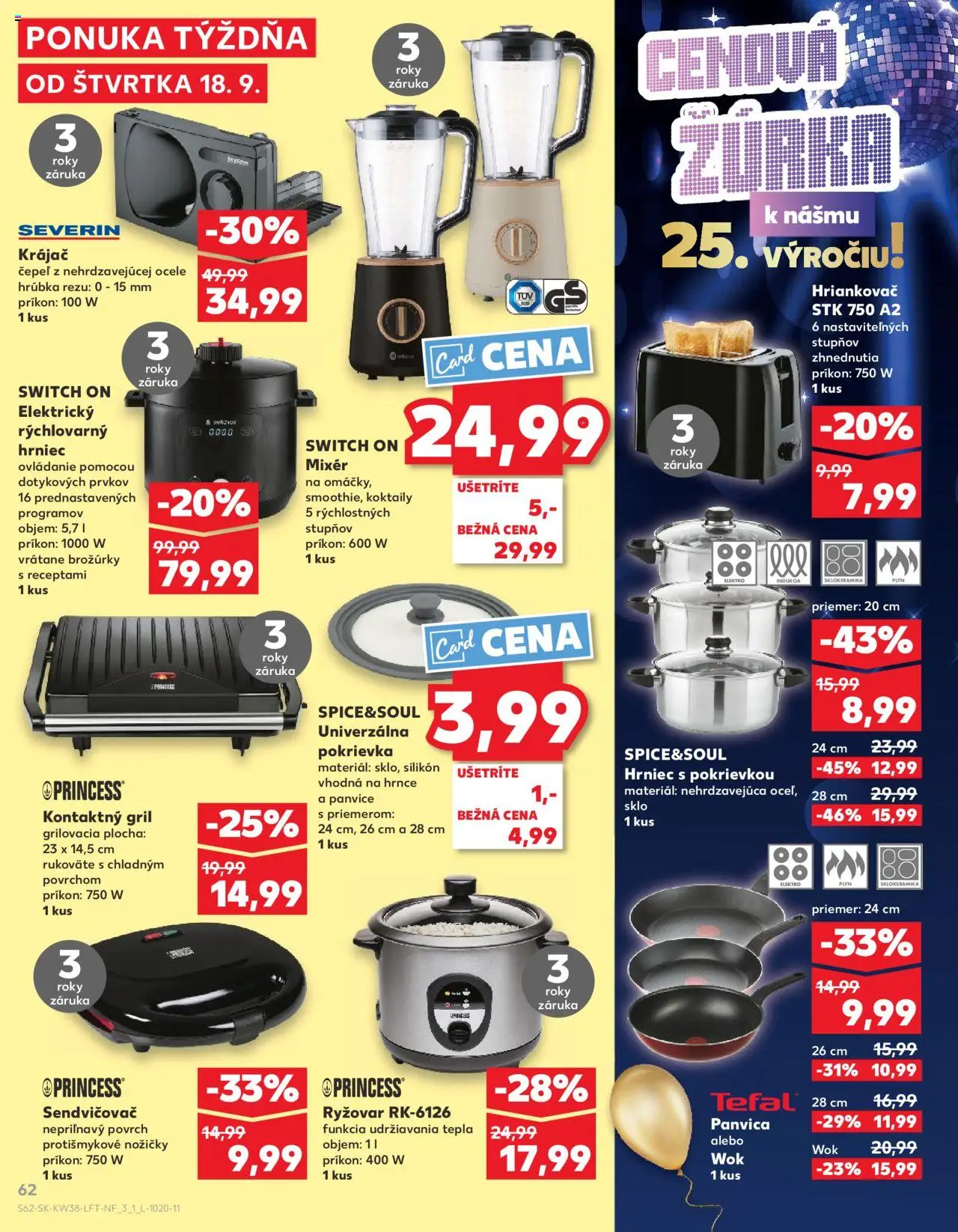 Náhľad Kaufland letáku platného od 18.09.2025 - Gril, Tefal, Hriankovač, Panvica, Sendvičovač, Mixér, Krájač