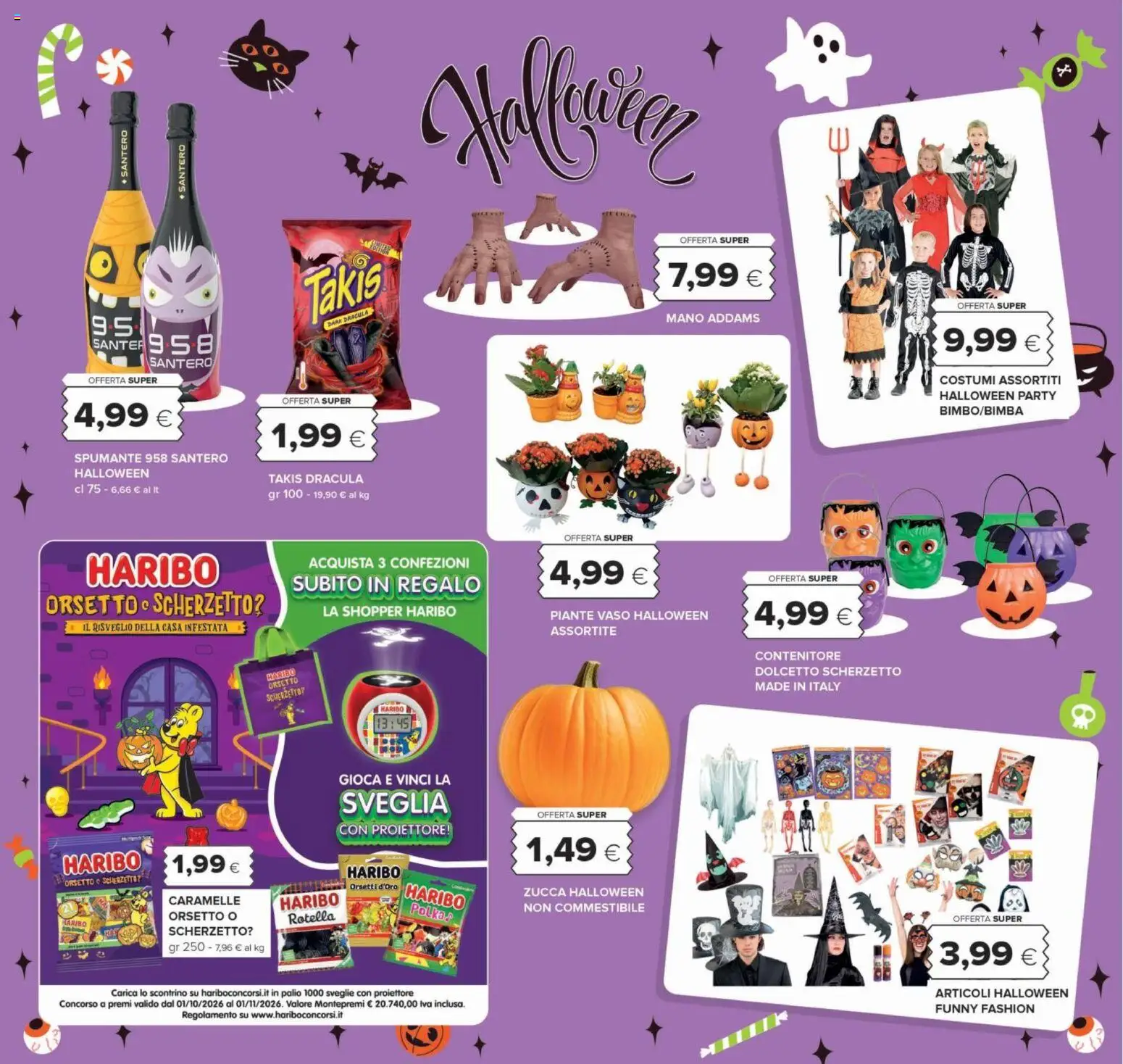 Anteprima dell'opuscolo Oasi volantino Spoltore dal negozio Oasi valido da 22/10/2026 - Sveglia, Zucca, Caramelle, Vaso, Spumante, Contenitore