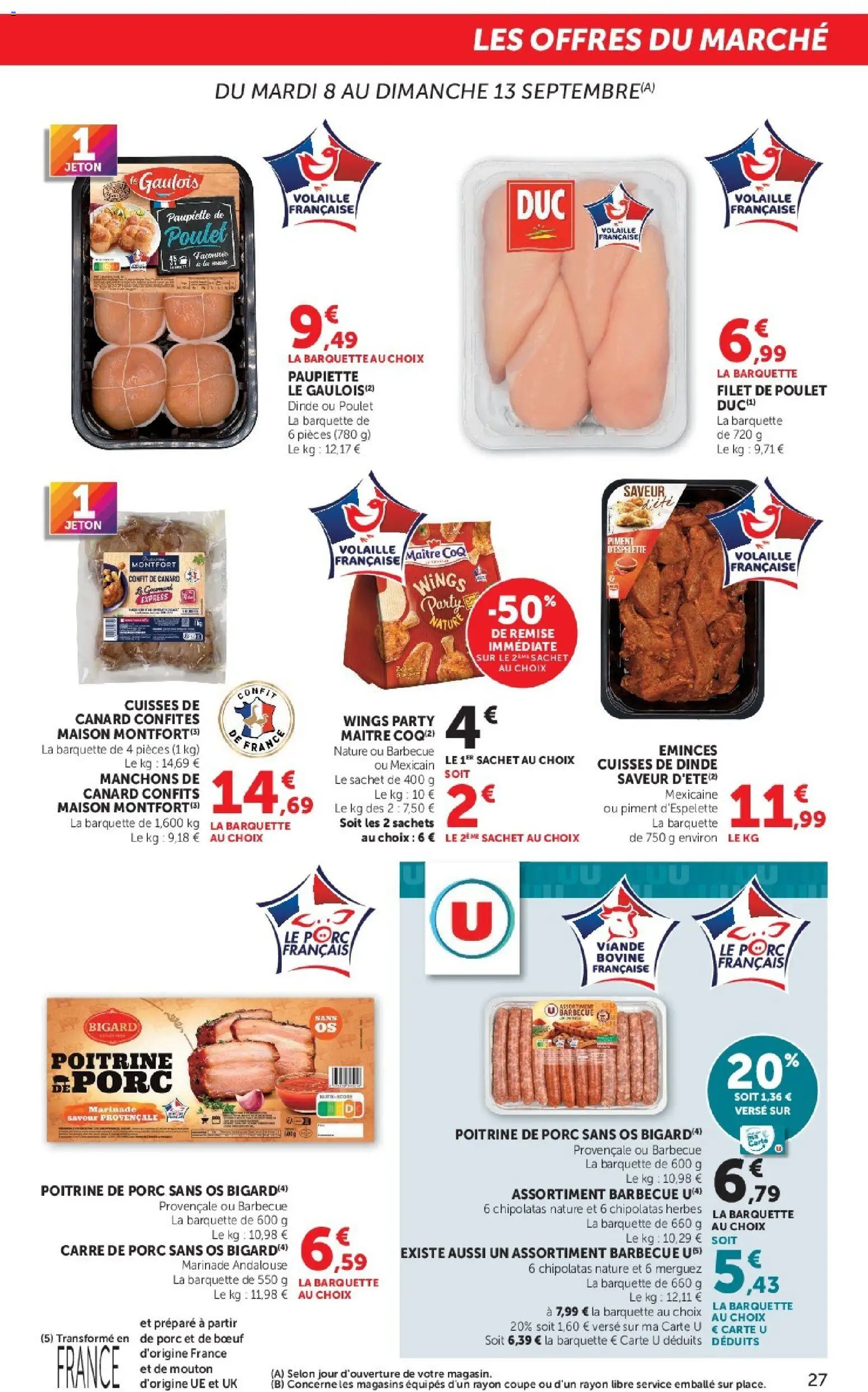 Prévisualisation de Super U catalogue du magasin Super U formulaire valide 08/09/2026 - Poulet, Merguez, Viande, Porc, Poitrine de porc, Cuisses de dinde, Carré de porc, Piment d'espelette