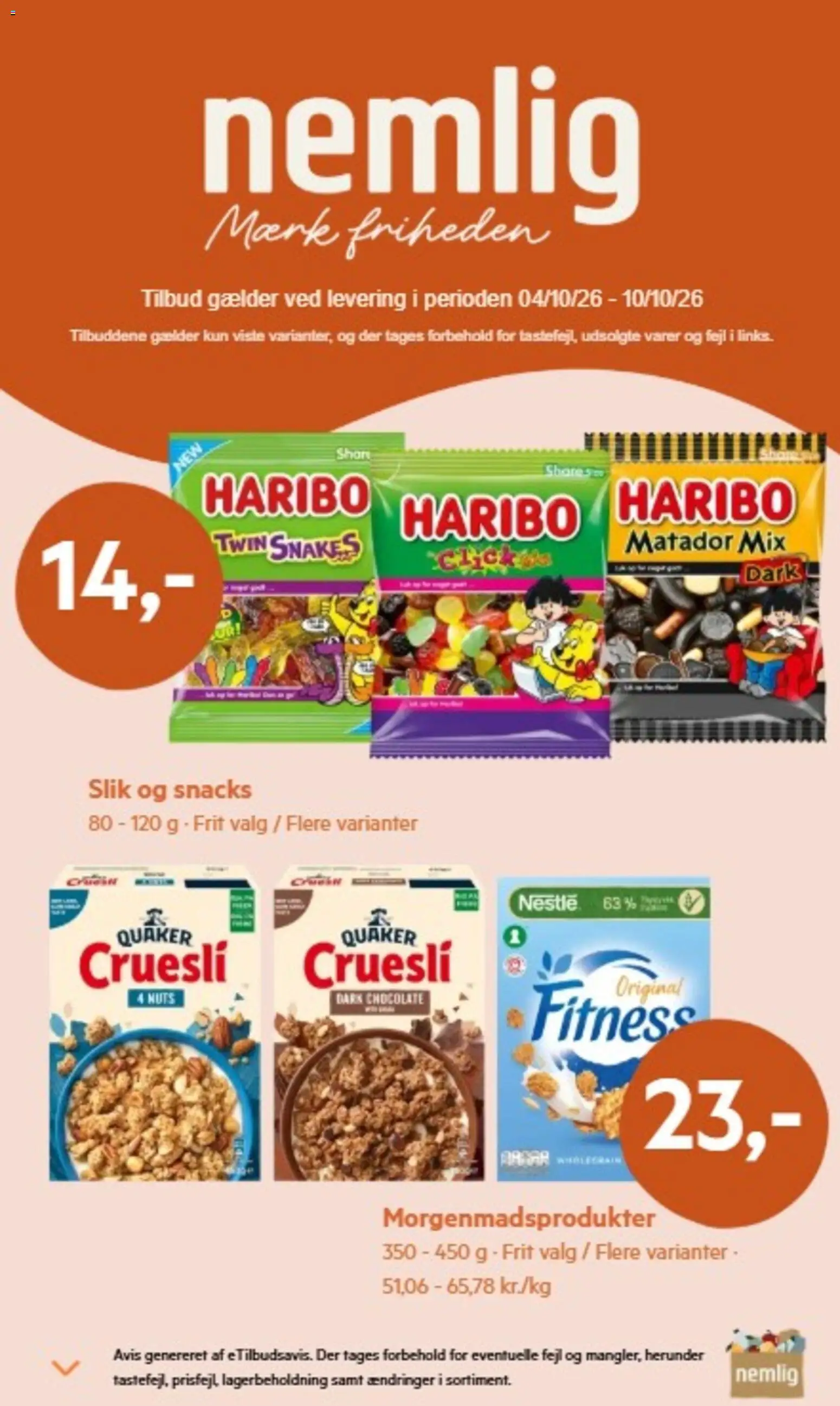 Eksempel på tilbudsavis Nemlig - Tilbutsavis fra butik Nemlig gyldig fra 05/10/2026 - Slik, Snacks