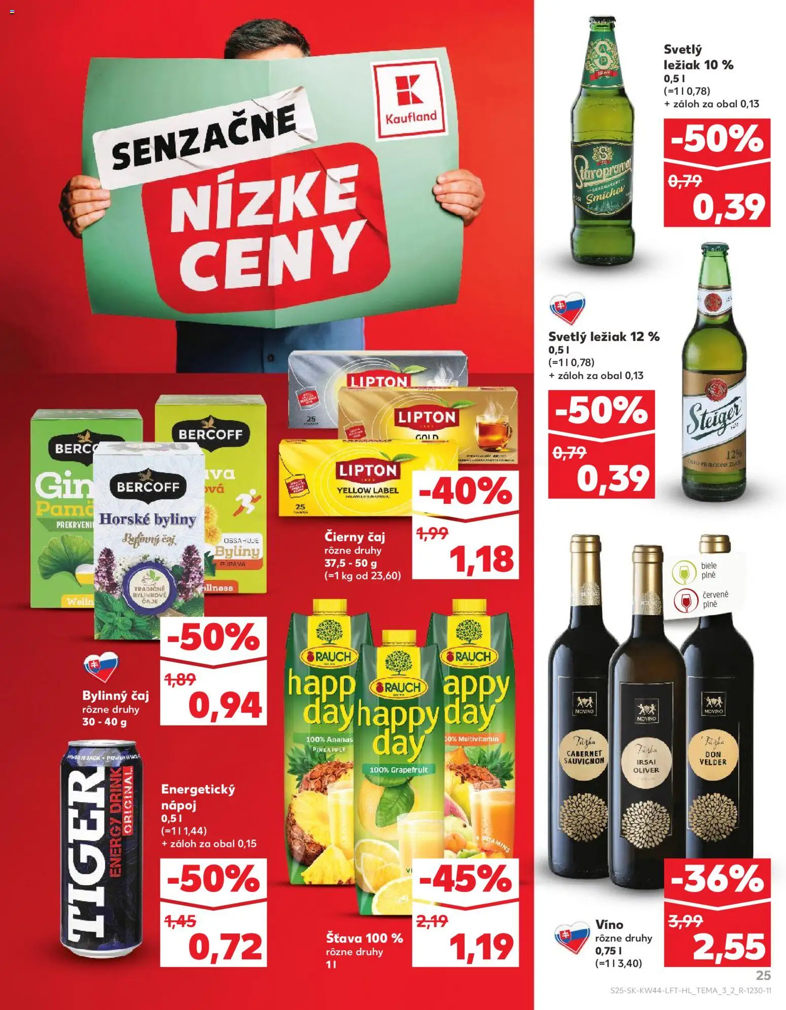 Náhľad Kaufland letáku platného od 30.10.2025 - Víno, Čaj, Grapefruit, Čierny čaj, Energetický nápoj, Ananás, Šťava, Bylinný čaj
