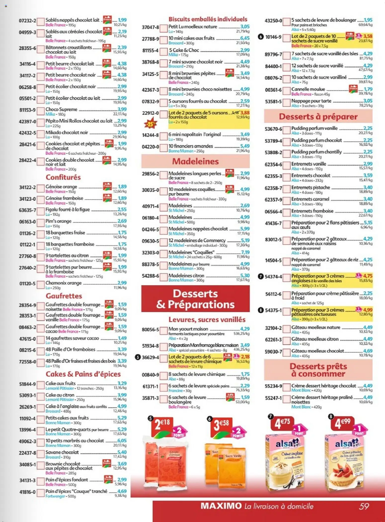 Prévisualisation de Maximo catalogue epicerie du magasin Maximo formulaire valide 26/10/2026 - Gâteau, Brownies, Framboise, Biscuits, Brownie chocolat, Pepito, Levure, Petit écolier