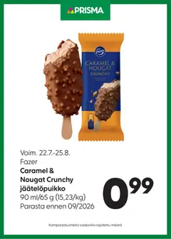 Kaupan Prisma Prisma tarjoukset Fazer jäätelöpuikko esikatselu, voimassa 22/07/2026