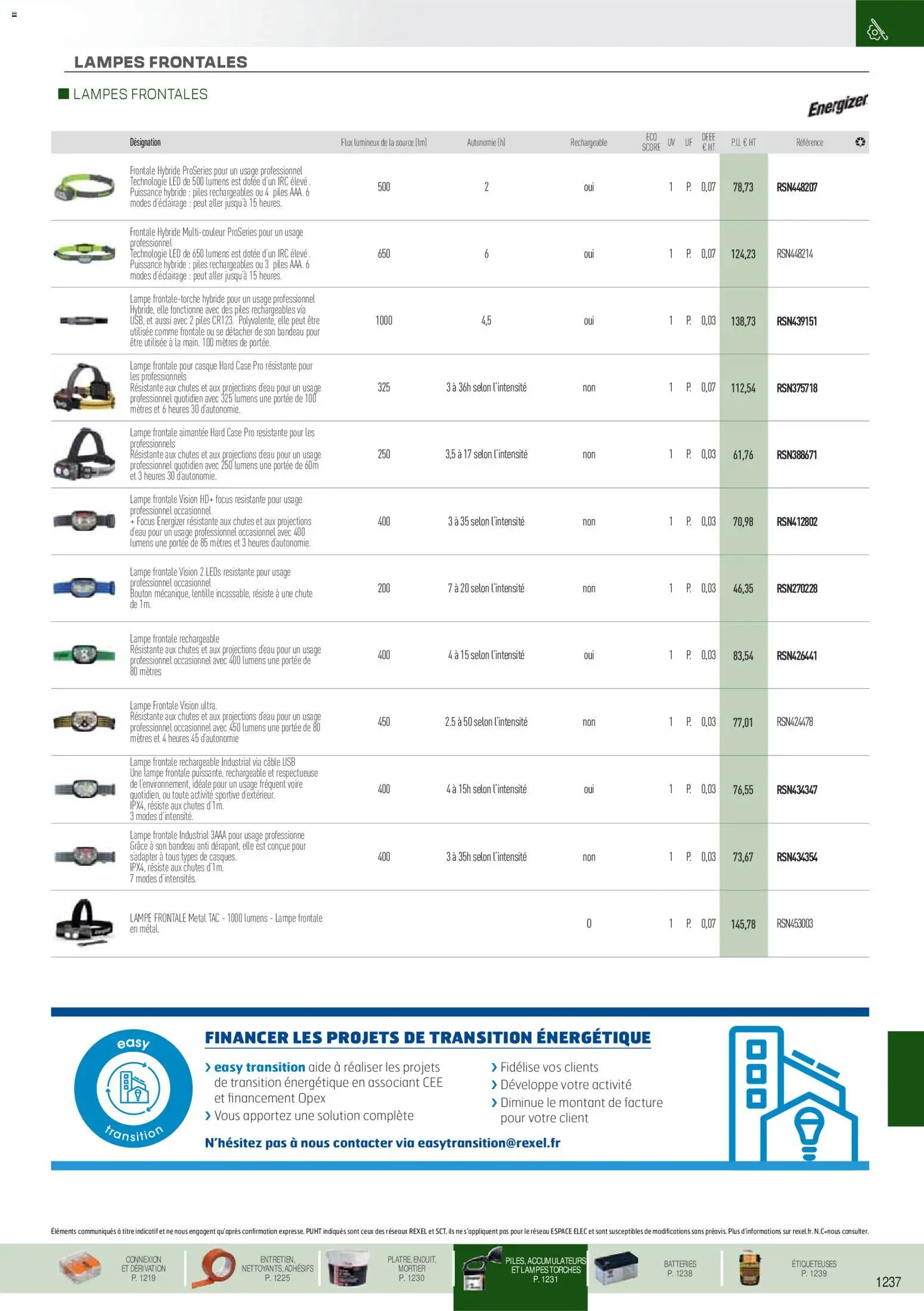 Prévisualisation de Brochure EPI, mesure, outillage, fixations et consommables du magasin Rexel formulaire valide 18/11/2025 - Lentille, Lampe, Casque, Mortier, Lampe frontale, USB, Câble, Câble USB