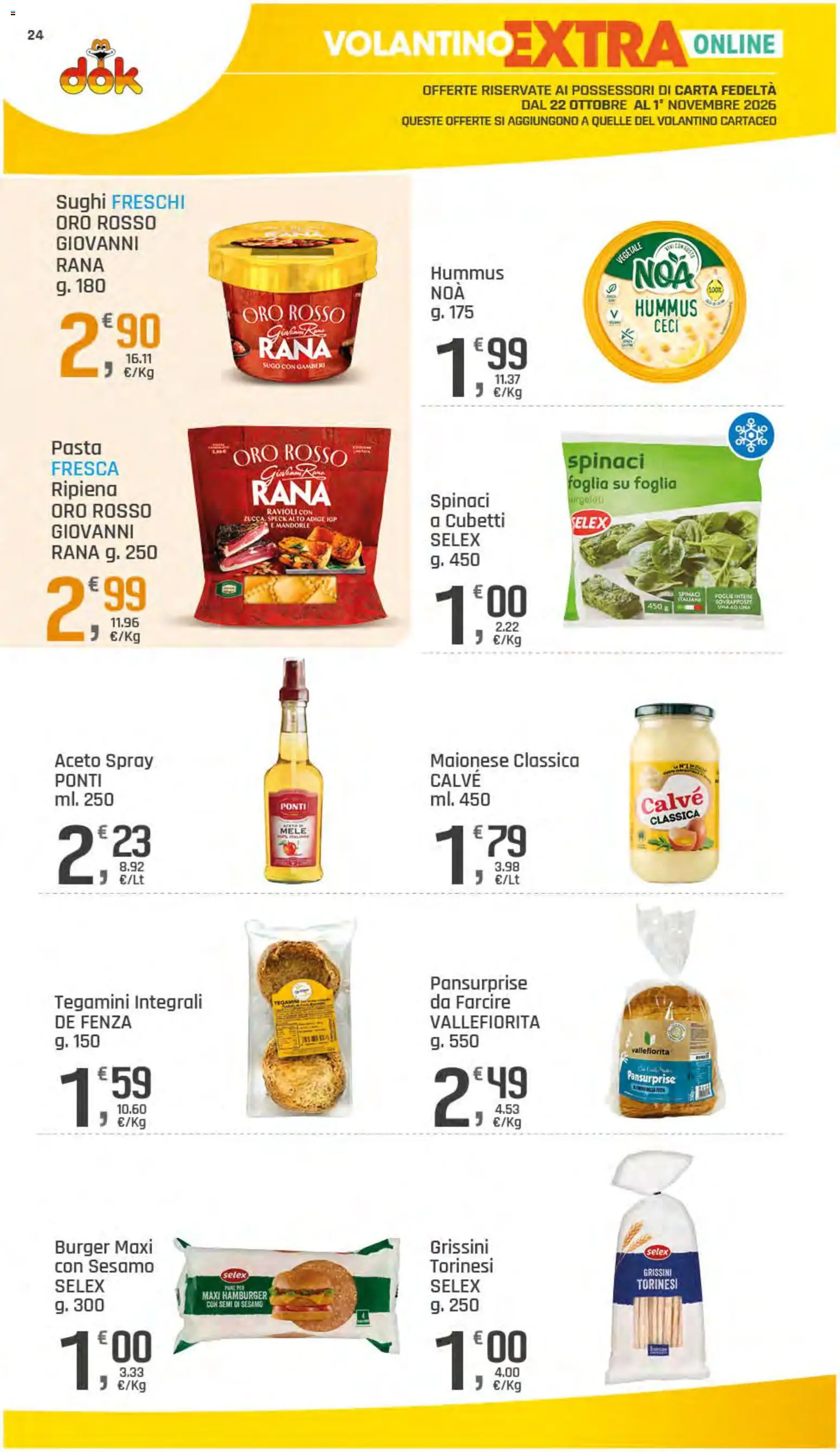 Anteprima dell'opuscolo DOK volantino dal negozio DOK valido da 22/10/2026 - Hamburger, Ravioli, Sesamo, Ceci, Maionese, Spinaci, Gamberi, Semi di sesamo