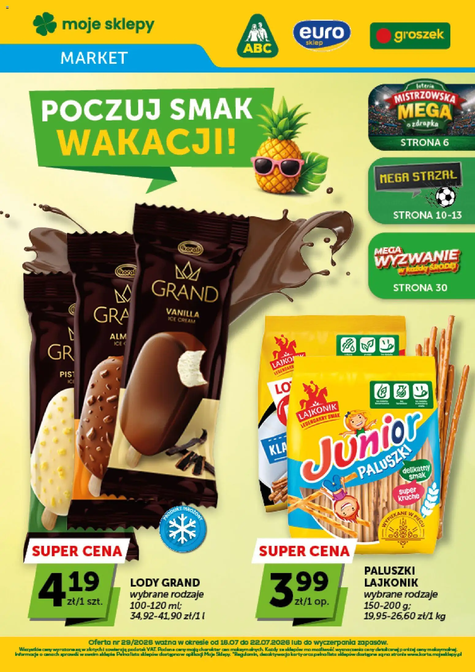Pogląd gazetki "ABC gazetka - Market" ze sklepu ABC ważnej od 16.07.2026 - Lody, Groszek, Paluszki