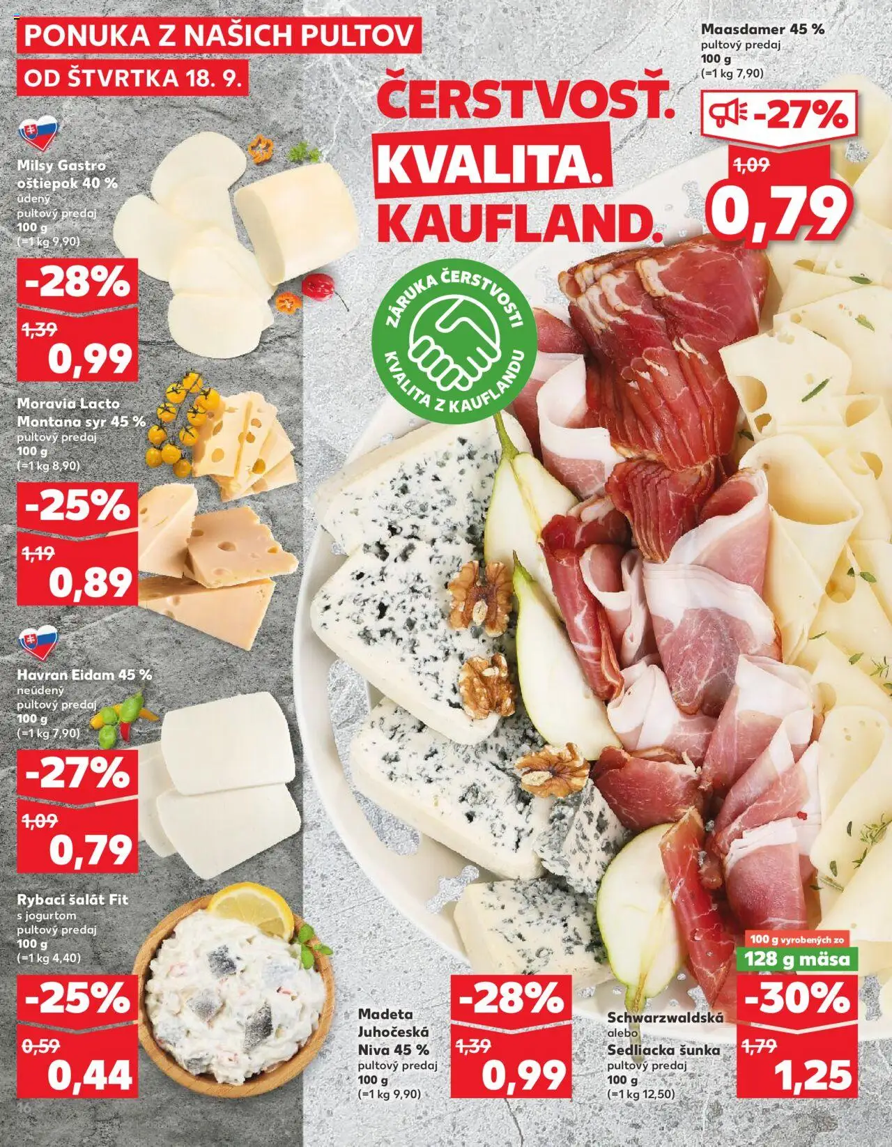 Náhľad Kaufland letáku platného od 18.09.2025 - Syr, Šalát, Niva, Šunka, Eidam