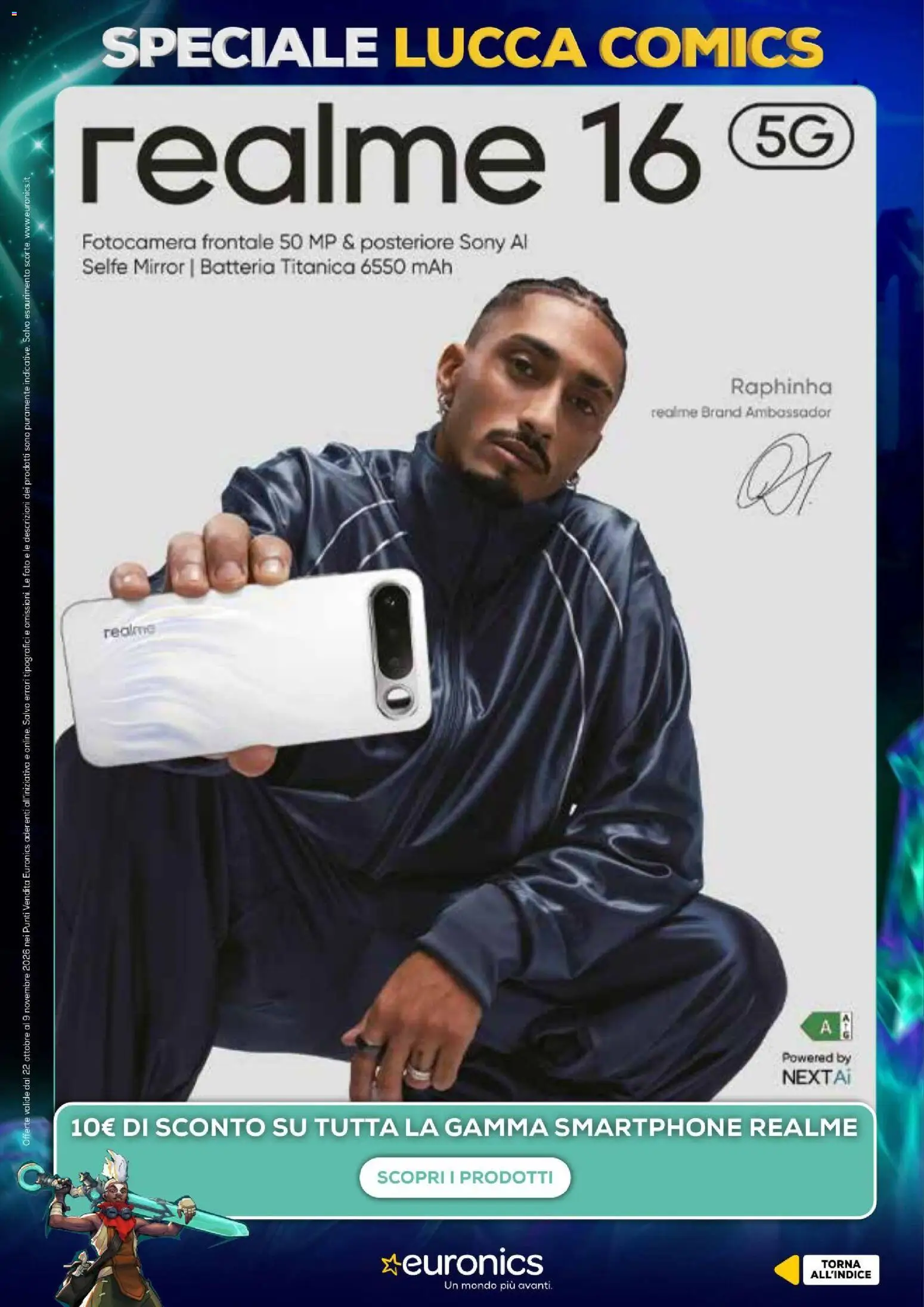 Anteprima dell'opuscolo Euronics volantino Lucca Comics dal negozio Euronics valido da 22/10/2026 - Smartphone, Batteria, Fotocamera