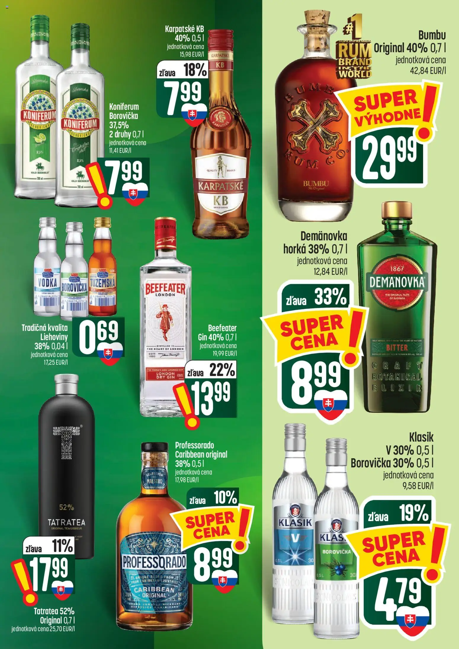 Náhľad COOP Jednota letáku platného od 01.10.2026 - Vodka, Borovička, Gin, Beefeater, Koniferum
