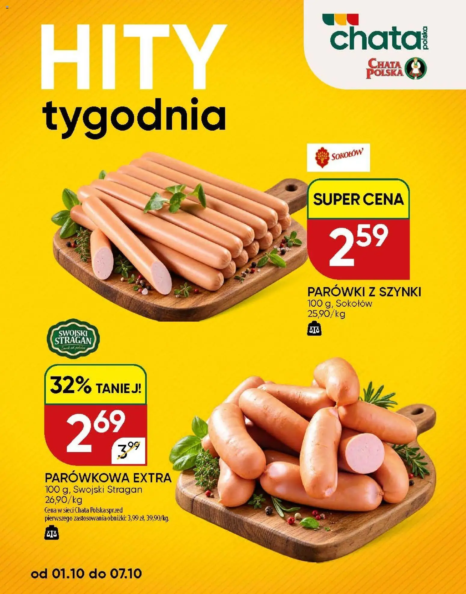 Pogląd gazetki "Chata Polska gazetka" ze sklepu Chata Polska ważnej od 01.10.2026 - Parówki, Parówki z szynki