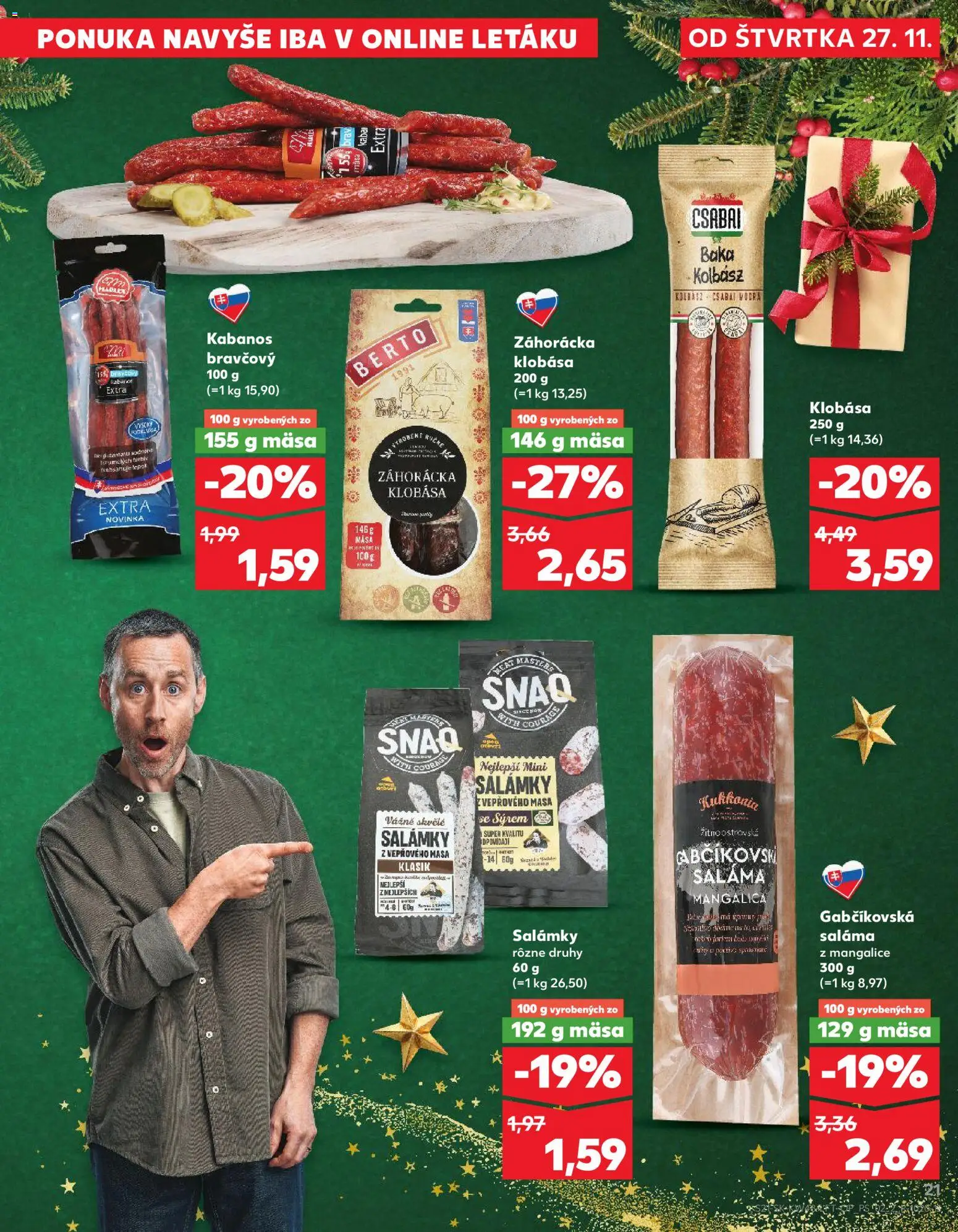 Náhľad Kaufland letáku platného od 27.11.2025 - Klobása, Saláma