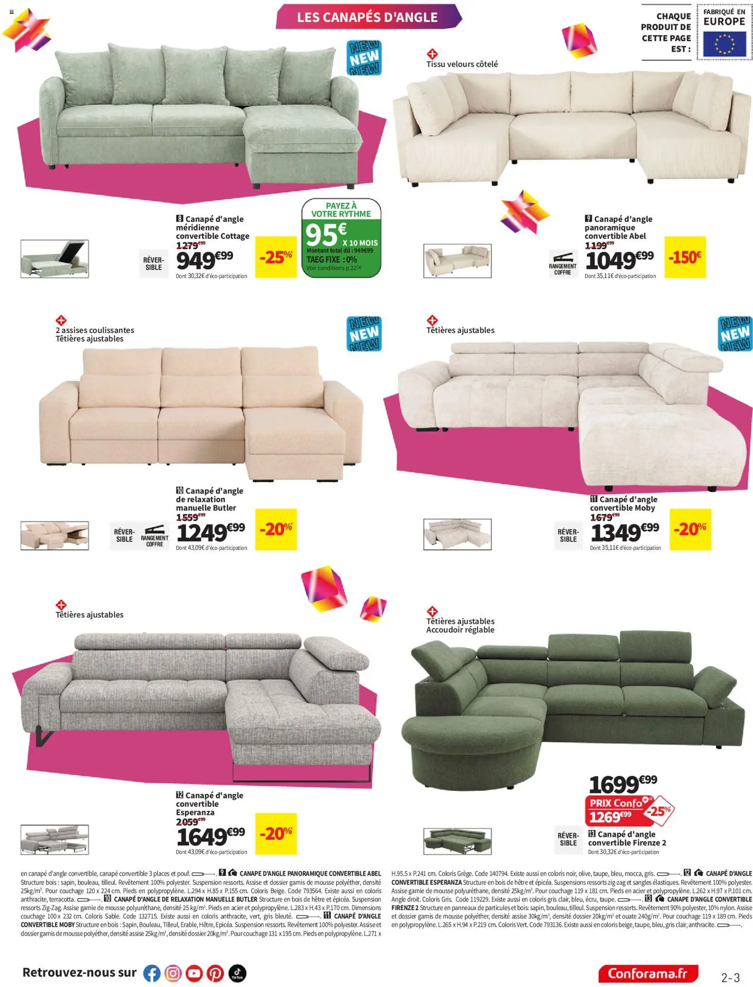 Prévisualisation de Conforama catalogue du magasin Conforama formulaire valide 08/09/2026 - Canapé convertible, Canapé, Canapés, Suspension, Mousse, Canapés d’angle, Canapé d’angle
