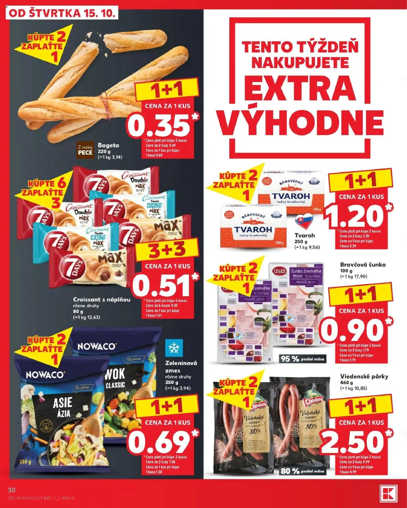 Náhľad Kaufland letáku platného od 15.10.2026 - Tvaroh, Croissant, Bageta, Šunka, Párky