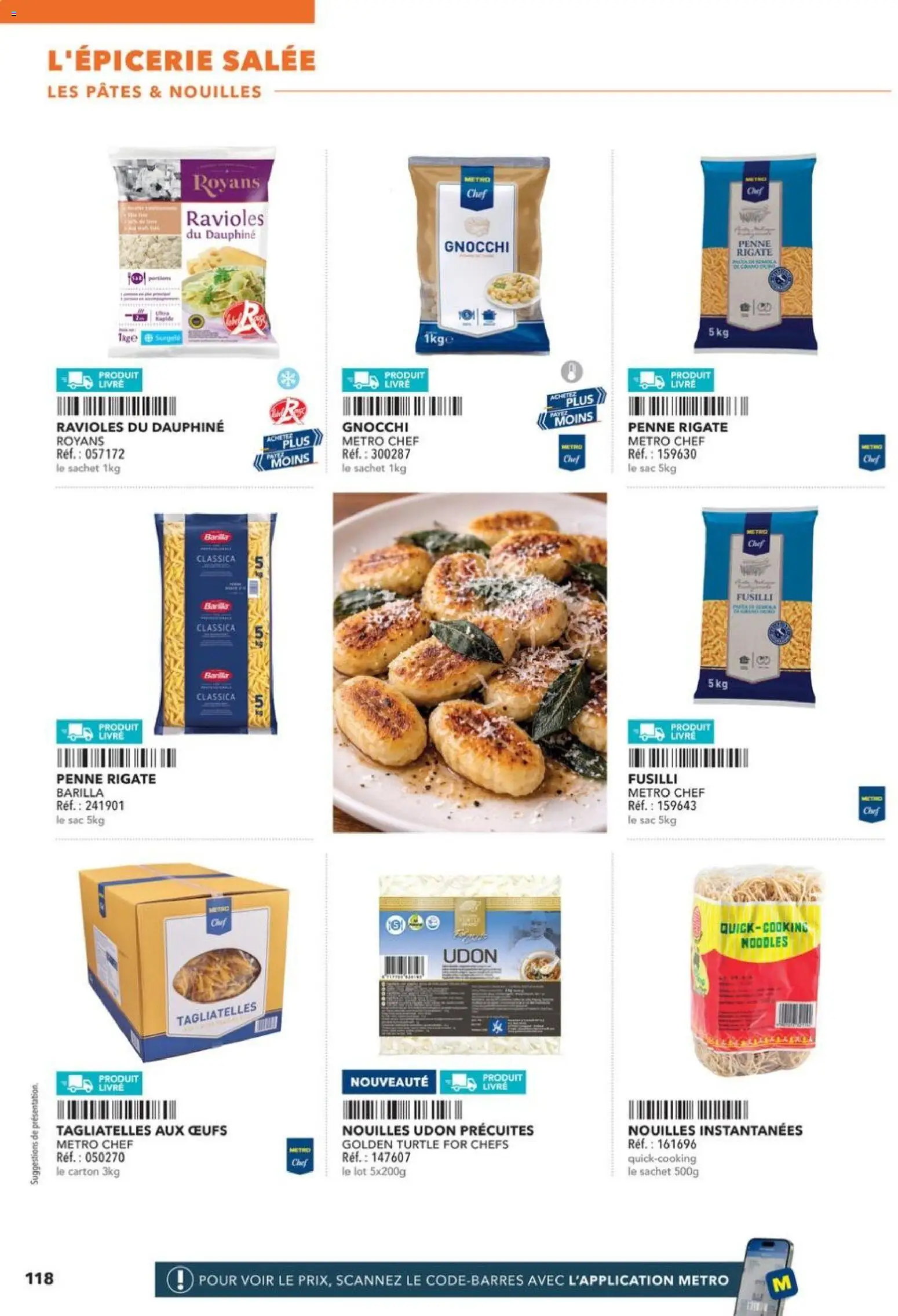 Prévisualisation de METRO - Restauration rapide du magasin METRO formulaire valide 14/04/2026 - Livre, Sac, Œufs, Pâtes, Fusilli, Barilla, Nouilles Udon, Nouilles instantanées