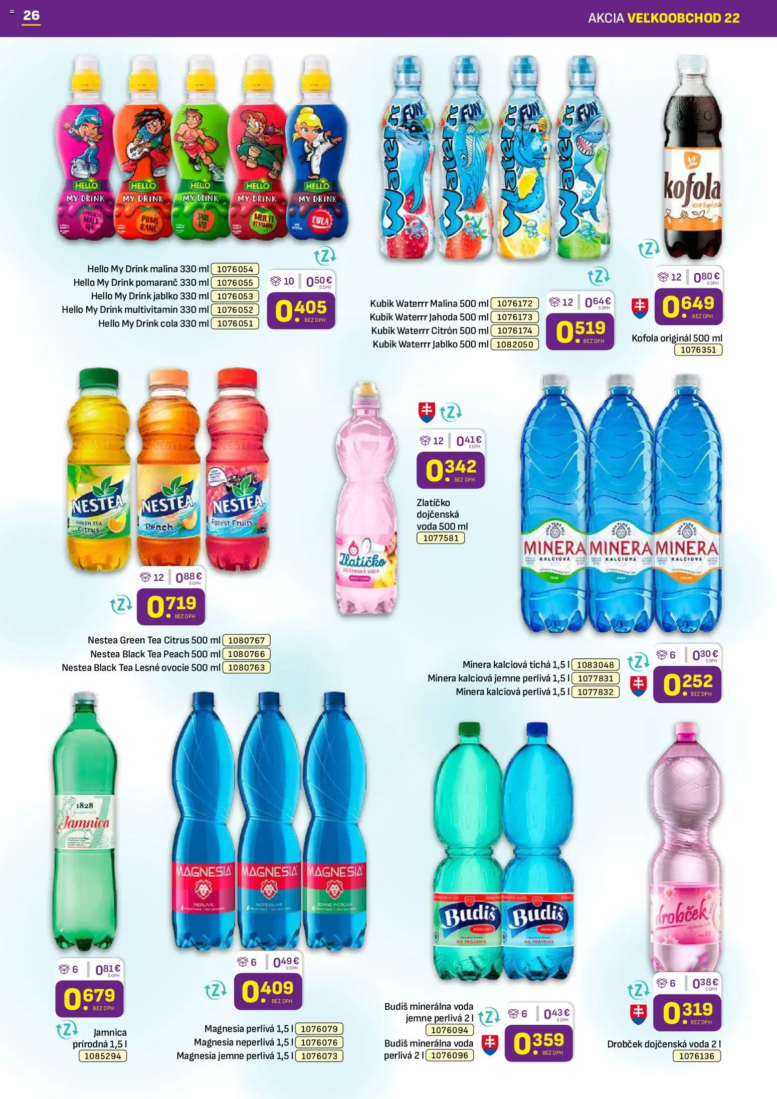 Náhľad Libex letáku platného od 02.11.2026 - Voda, Ovocie, Budiš, Multivitamín, Cola, Magnesia, Minerálna voda, Dojčenská voda