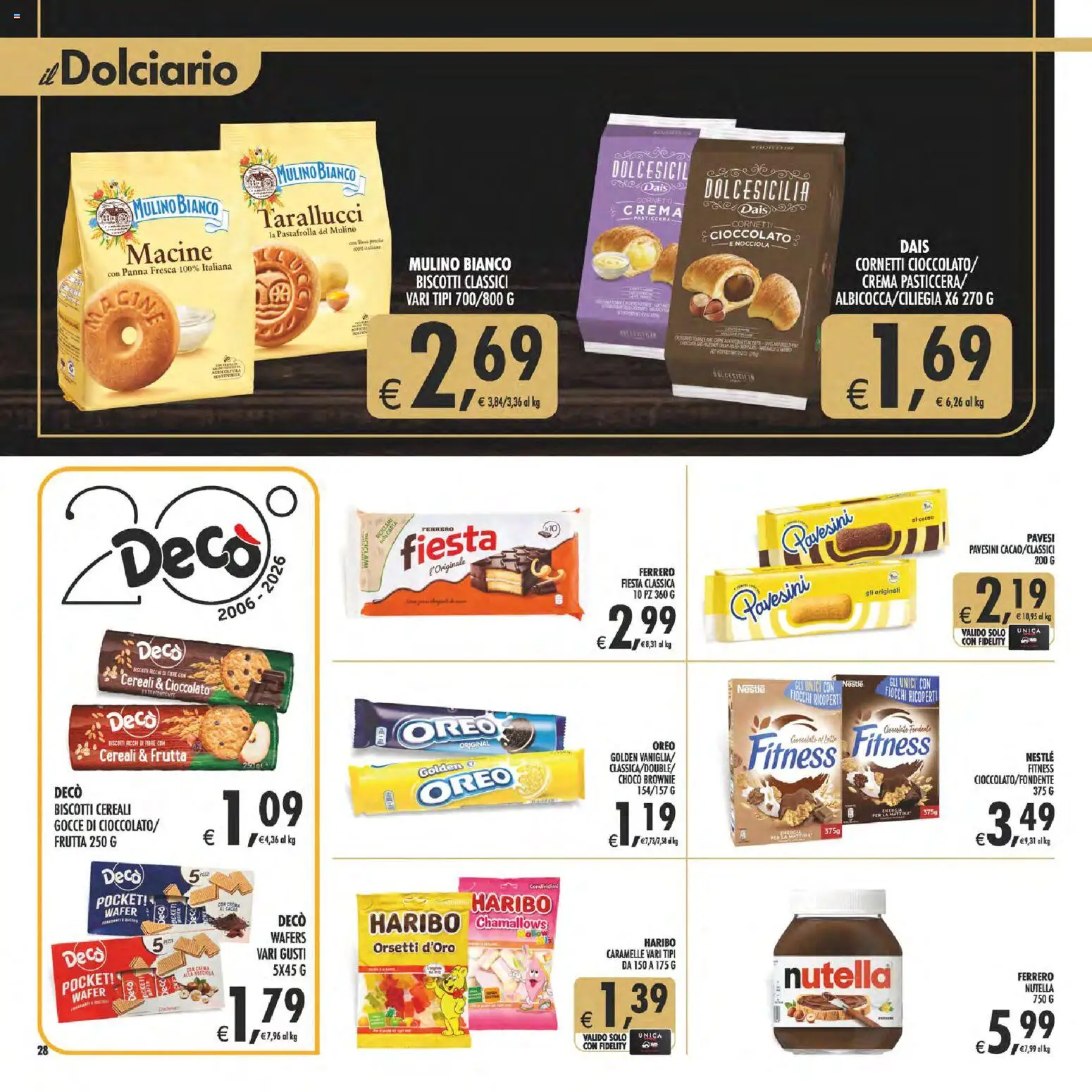 Anteprima dell'opuscolo Decò volantino Gourmet Sicilia dal negozio Decò valido da 23/10/2026 - Crema, Biscotti, Nutella, Cioccolato, Frutta, Caramelle, Fiocchi, Oreo