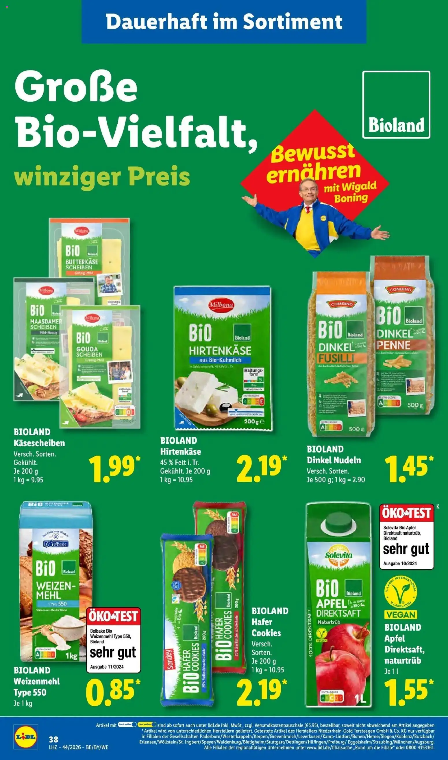 Vorschau von dem Prospekt des Geschäftes Lidl, gültig ab dem 26.10.2026 - Apple, Pasta, Äpfel, Nudeln, Mehl, Gouda, Weizenmehl