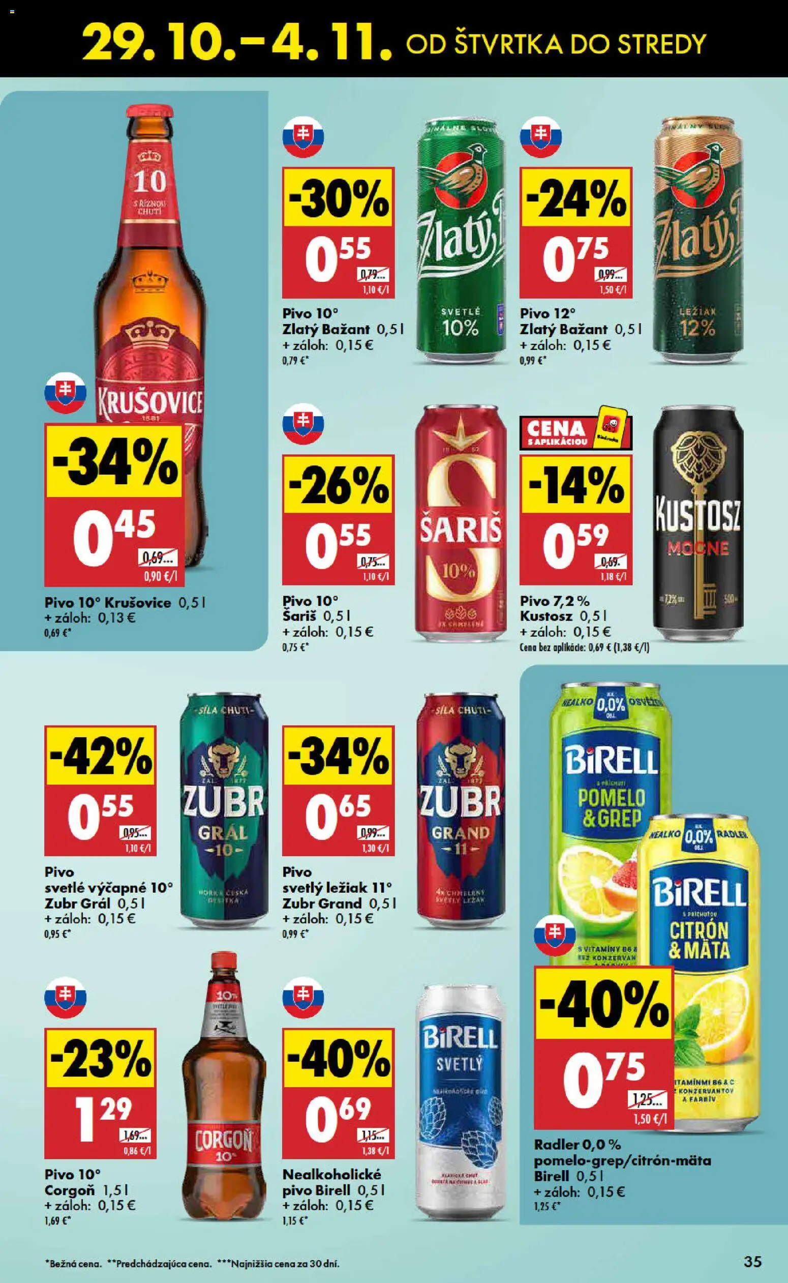 Náhľad Biedronka letáku platného od 29.10.2026 - Pivo, Pomelo, Krušovice, Radler, Grep, Corgoň, Nealkoholické pivo, Pivo 12°