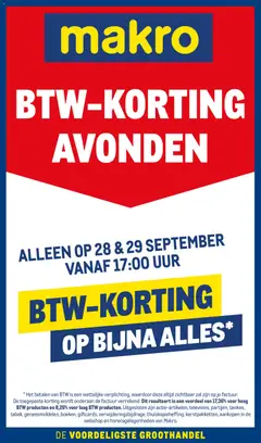 Voorbeeld van Makro folder - BTW korting van winkel Makro geldig vanaf 28-09-2026
