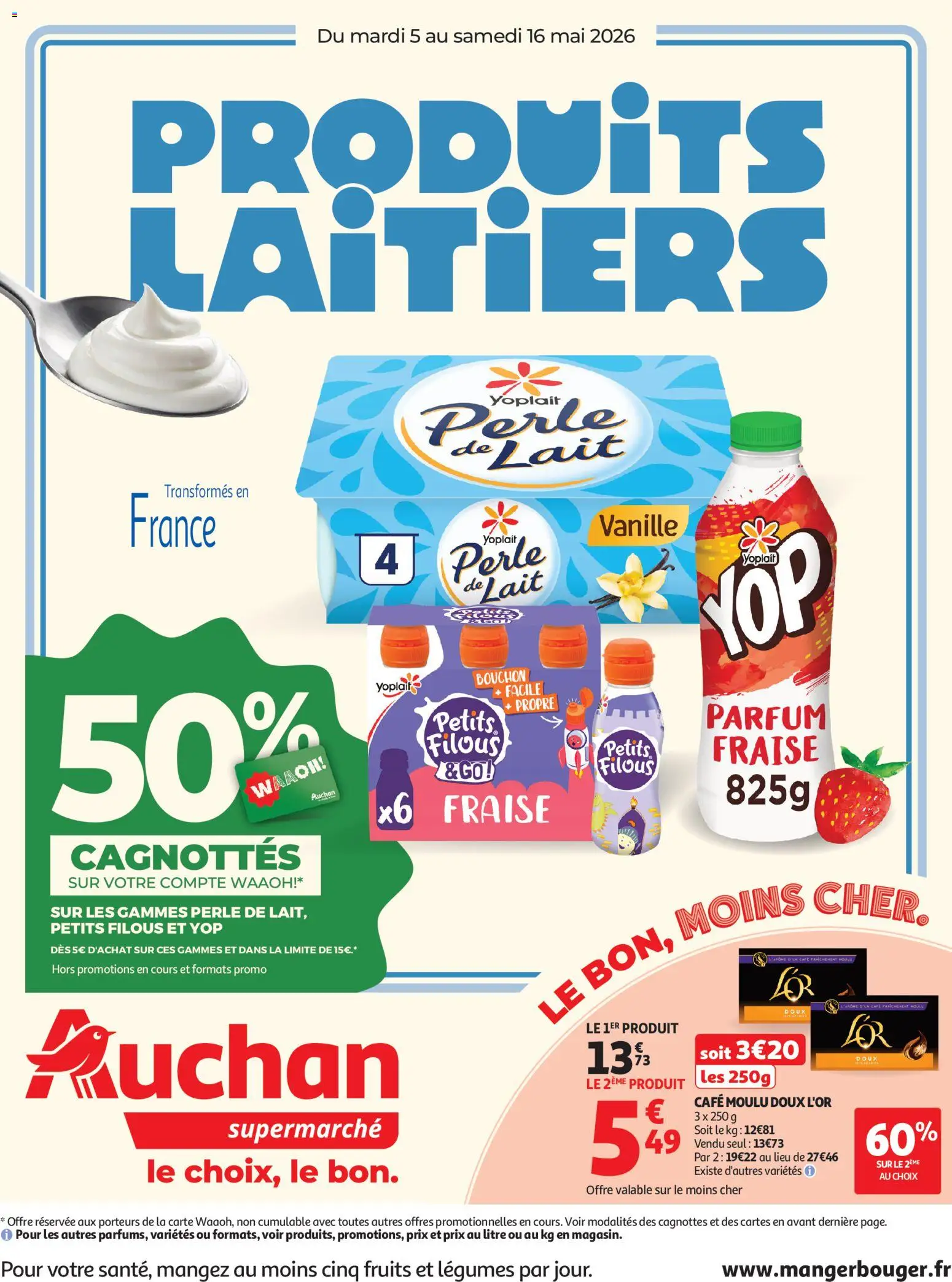 Voorbeeld van Auchan Produits laitiers supers van winkel Auchan geldig vanaf 05/05/2026 - Parfum, La, Vanille
