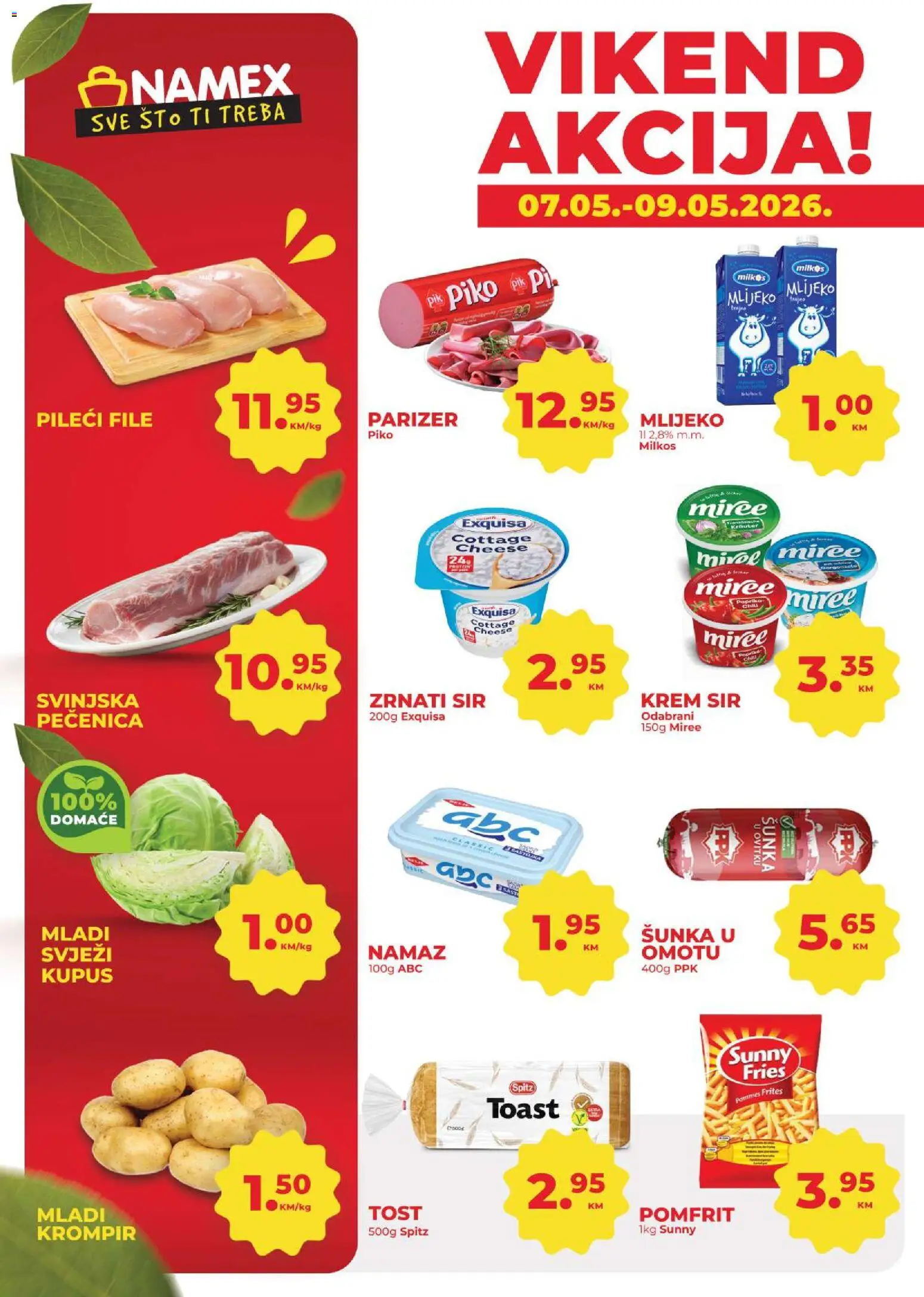 Pregled letka Namex vikend akcija trgovine Namex vrijedi od 07.05.2026