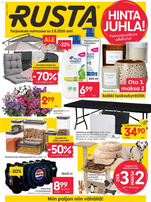 Uusi Rusta tarjouslehti alkaen 27/07
