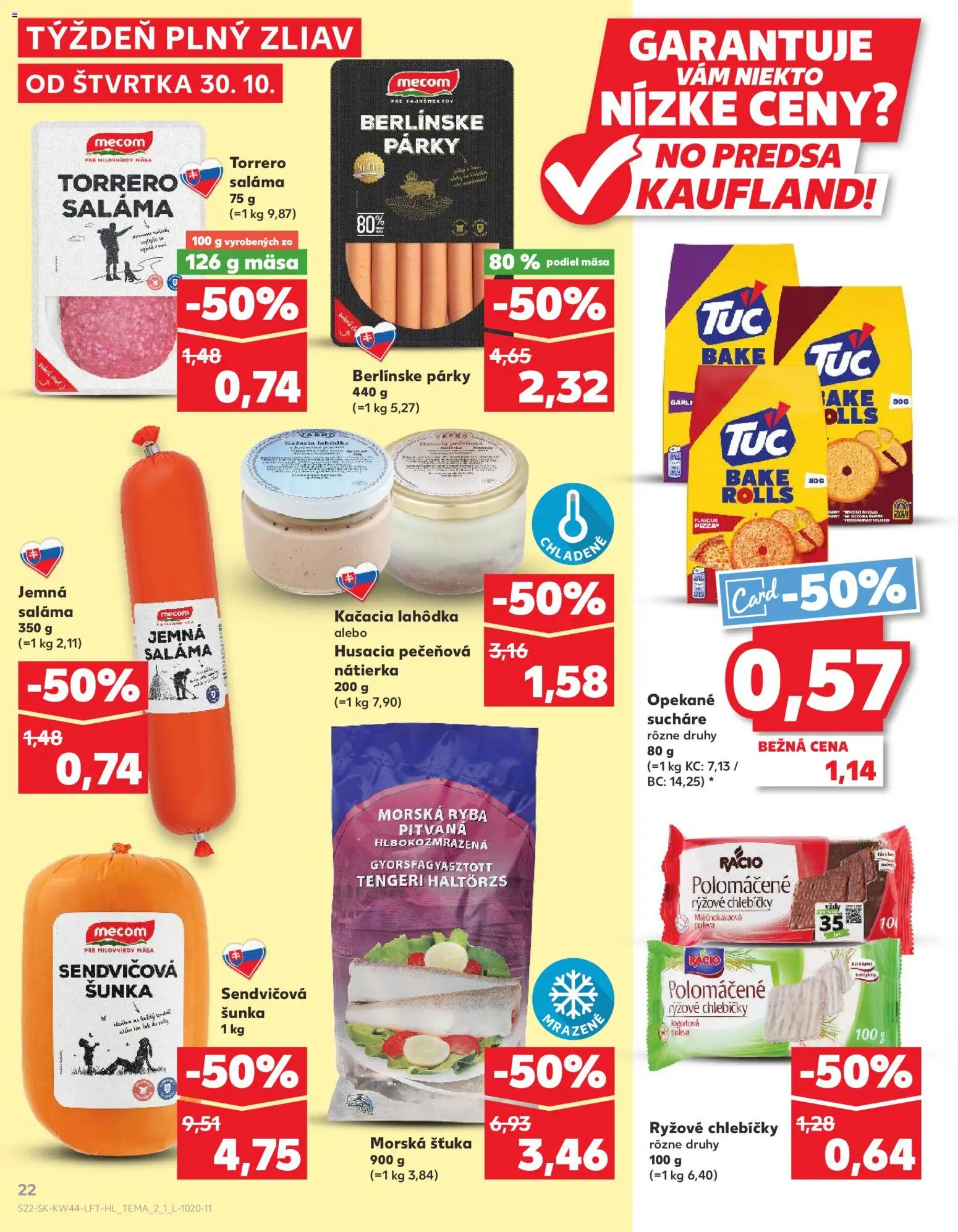 Náhľad Kaufland letáku platného od 30.10.2025 - Ryba, Šunka, Párky, Nátierka, Saláma