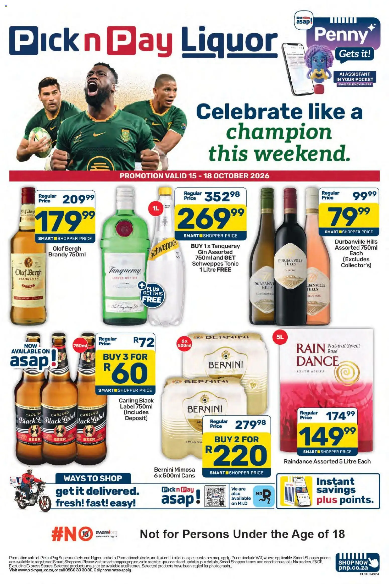 Preview of Pick n Pay flyer valid from 15/10/2026 - Gin, Brandy, Beer, Tonic