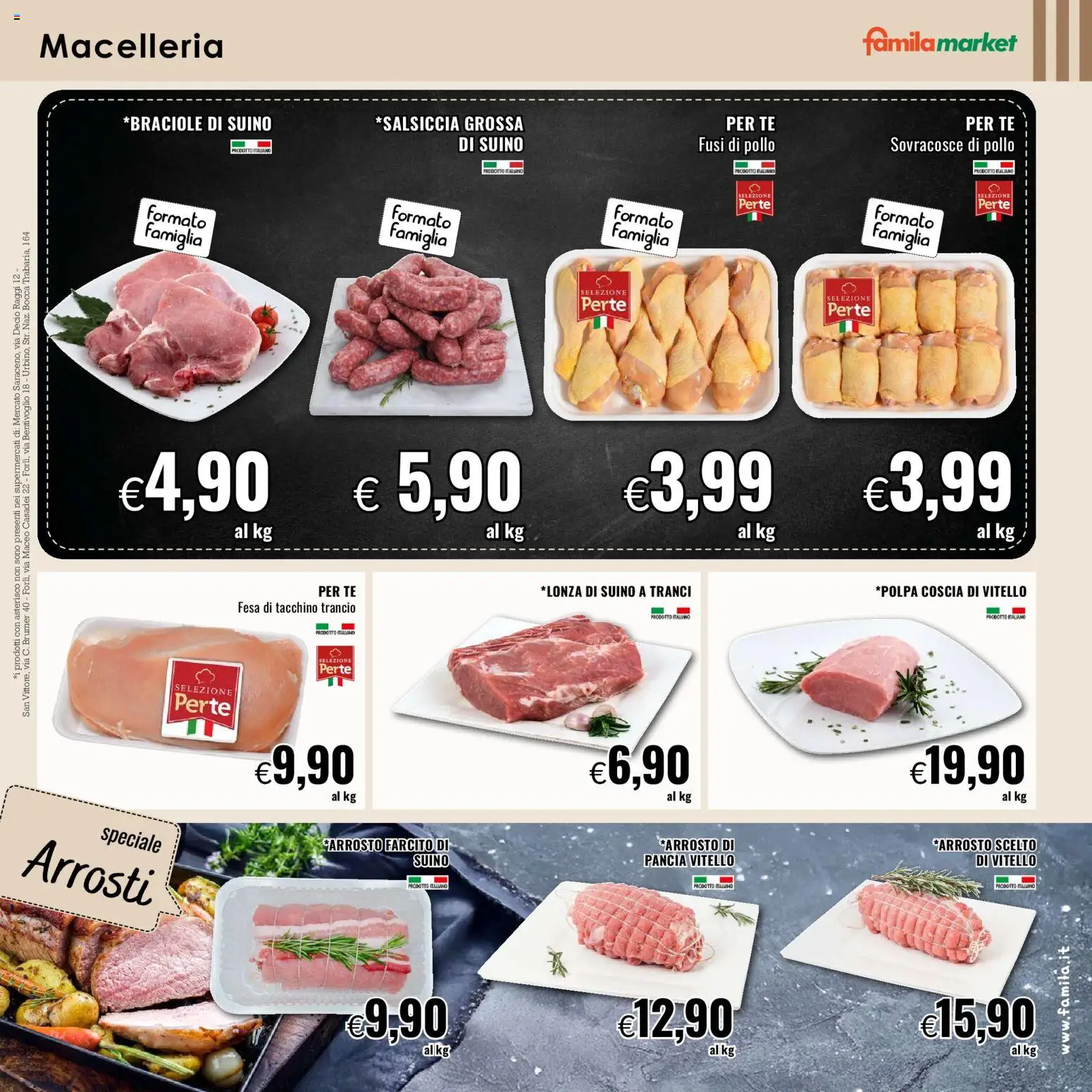 Anteprima dell'opuscolo Famila volantino Market dal negozio Famila valido da 29/10/2026 - Pollo, Tacchino, Vitello, Suino, Tè, Coscia di vitello