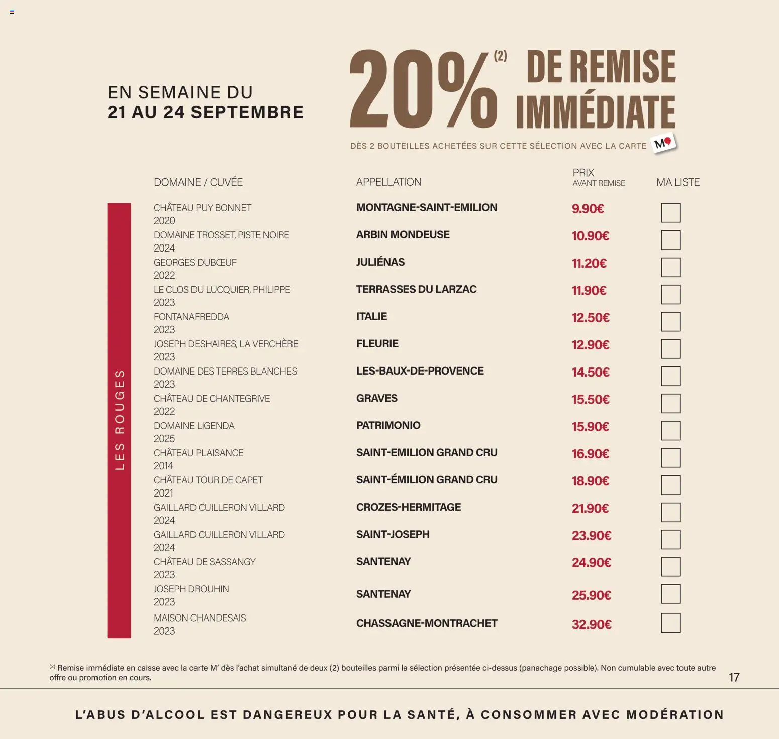 Prévisualisation de Monoprix - Calendrier foire aux vins du magasin Monoprix formulaire valide 11/09/2026 - Bonnet