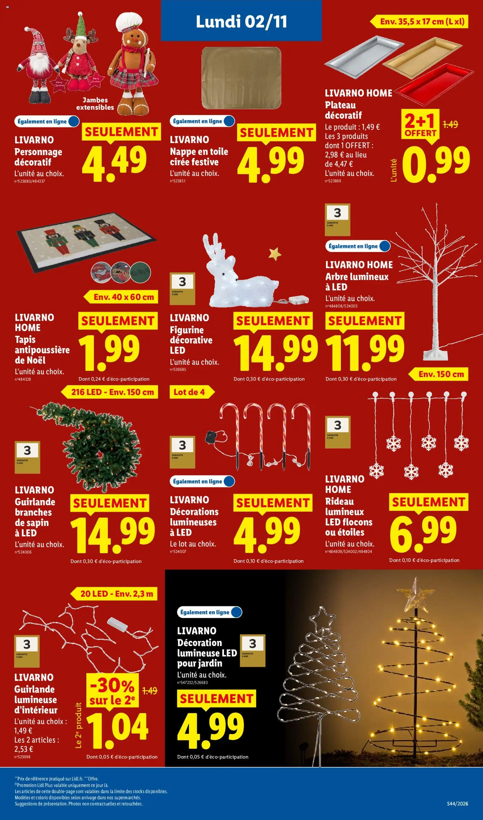 Prévisualisation de LIDL catalogue du magasin LIDL formulaire valide 29/10/2026 - Rideau, Guirlande lumineuse, Figurine, Nappe, Flocons, Toile cirée, Arbre lumineux, Arbre lumineux a led