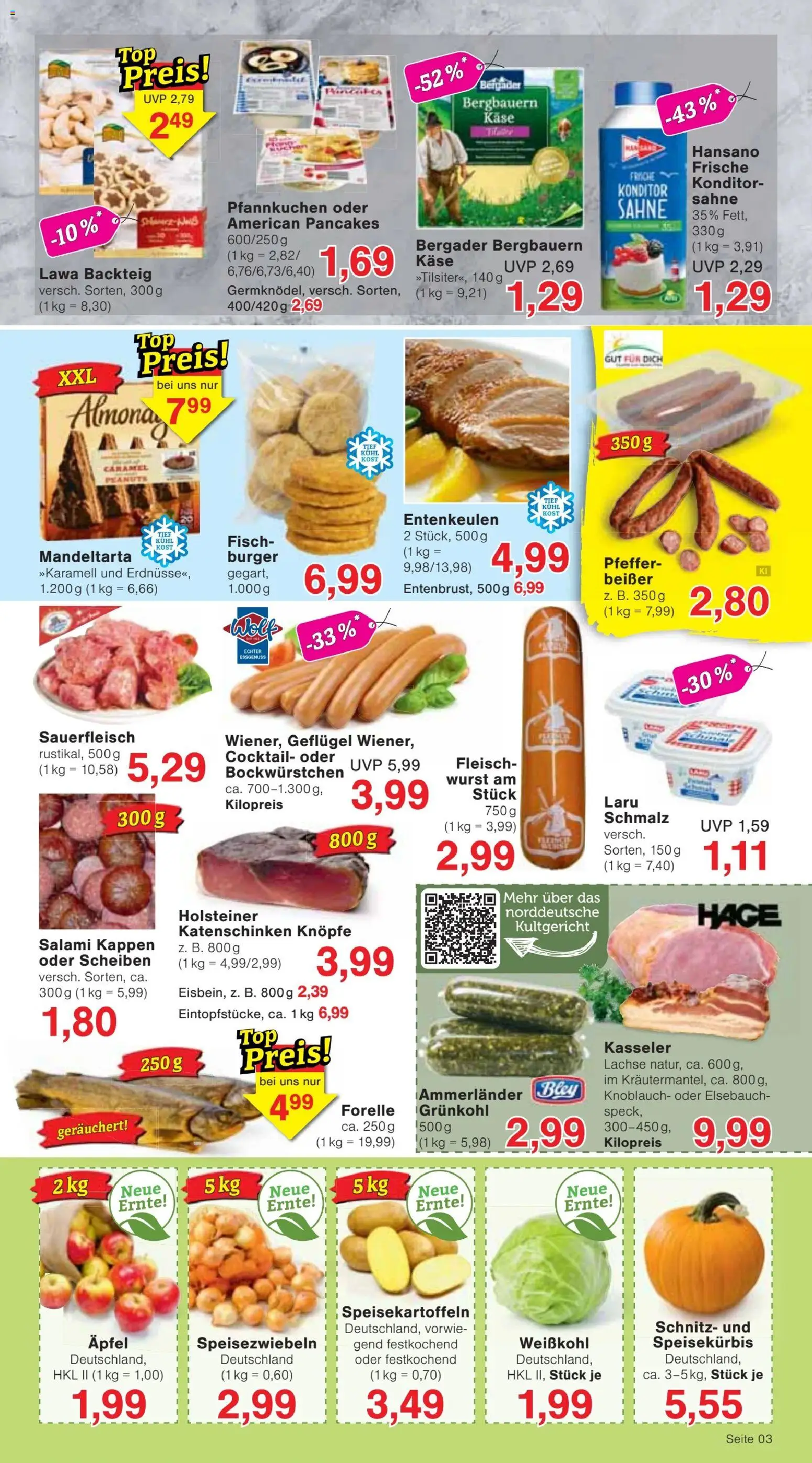 Vorschau von dem Prospekt des Geschäftes Jawoll, gültig ab dem 26.10.2026 - Pfannkuchen, Äpfel, Fisch, Wurst, Fleisch, Knoblauch, Sahne, Pfeffer