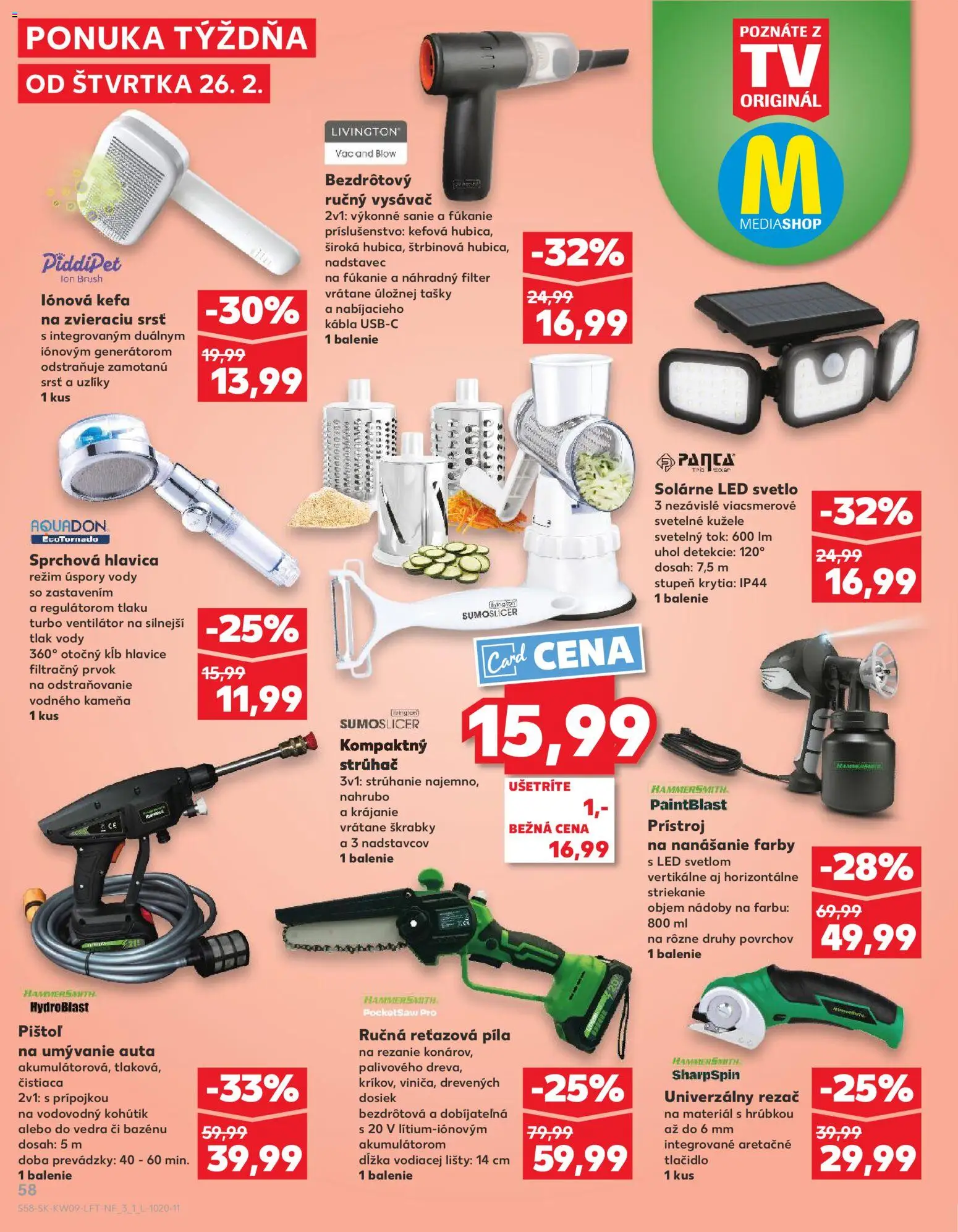 Náhľad Kaufland letáku platného od 26.02.2026 - Vysávač, Píla, Ručný vysávač, Ventilátor, Led, Svetlo, Kefa, Reťazová píla