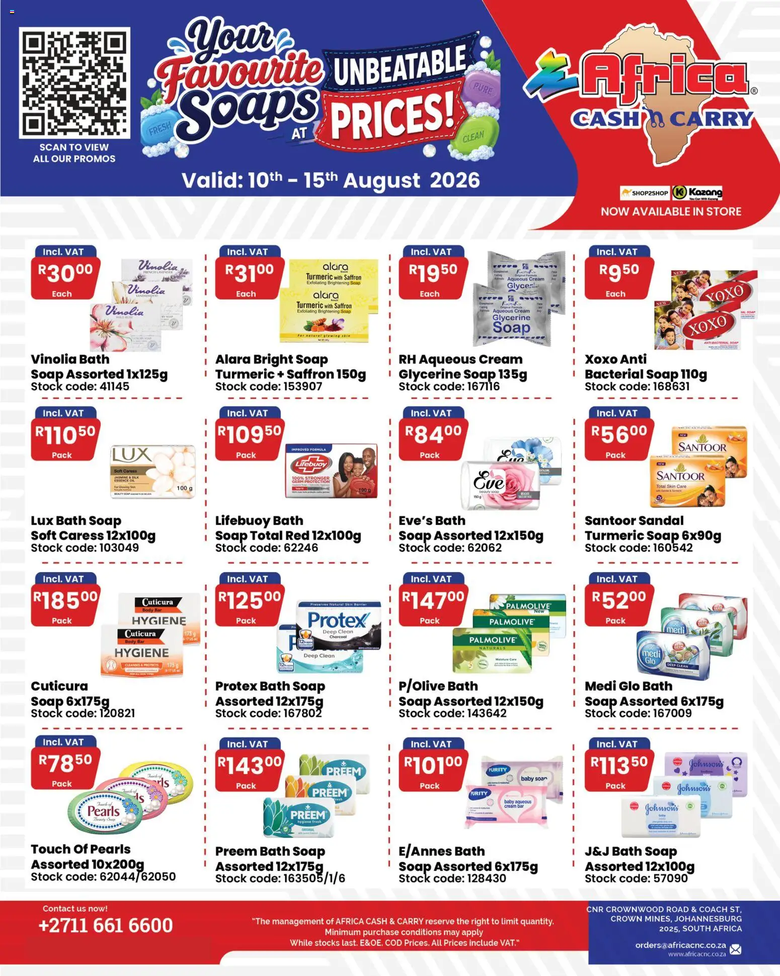 Preview of Africa Cash & Carry flyer valid from 10/08/2026 - Oil, Cream, Soap, Bath, Stock