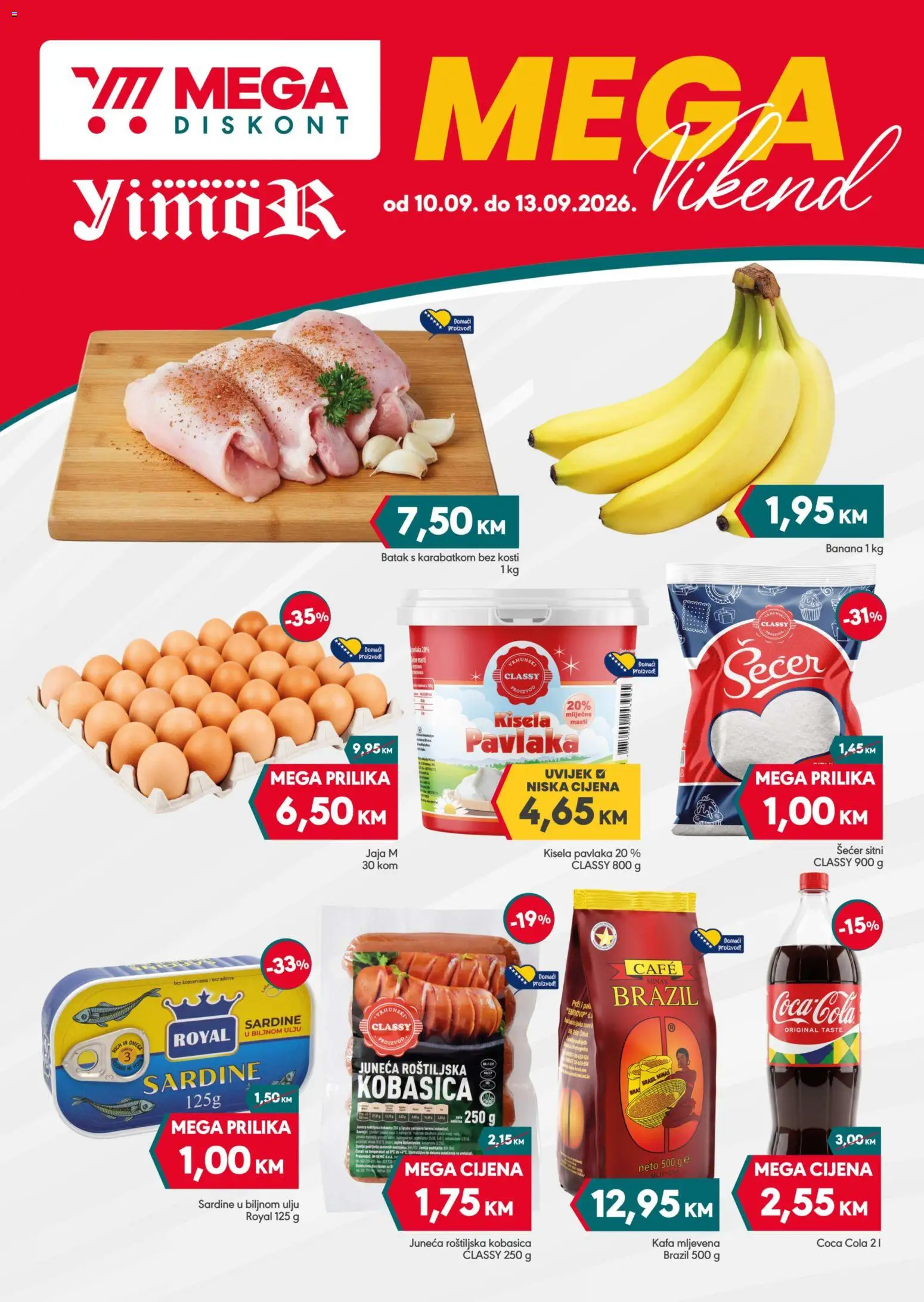 Pregled letka Mega Diskont vikend akcija trgovine Mega Diskont vrijedi od 10.09.2026