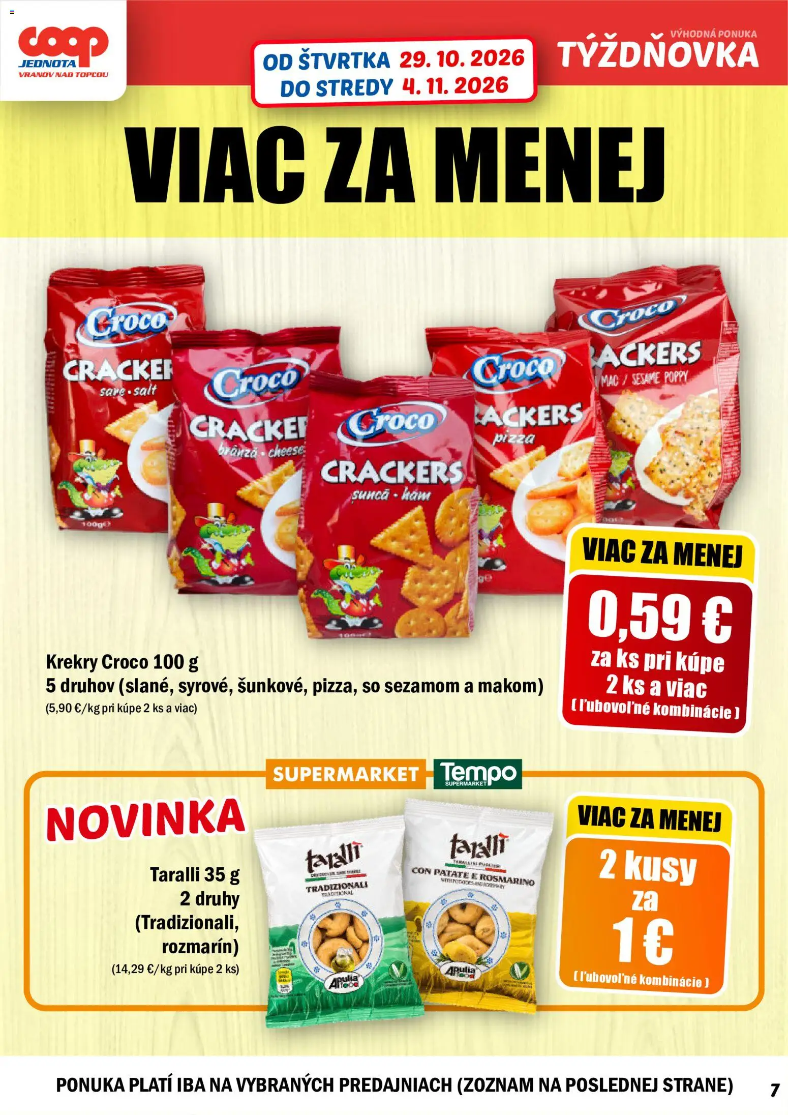 Náhľad COOP Jednota letáku platného od 29.10.2026 - Pizza, Krekry