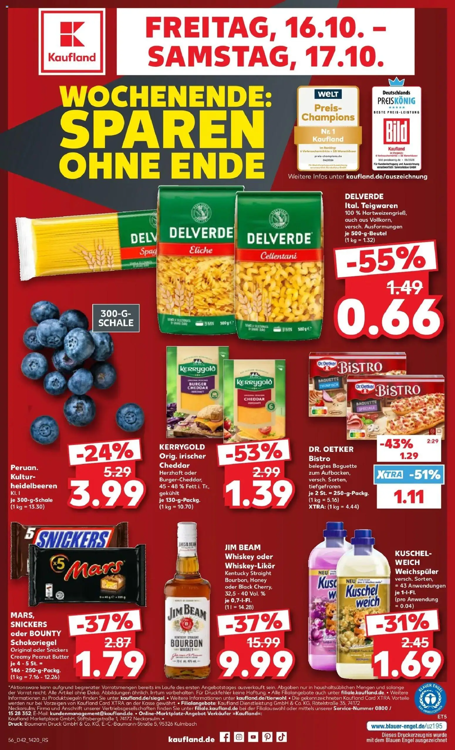 Vorschau von dem Prospekt des Geschäftes Kaufland, gültig ab dem 12.10.2026 - Burger, Butter, Baguette, Snickers, Whiskey, Jim beam, Weichspüler, Bourbon