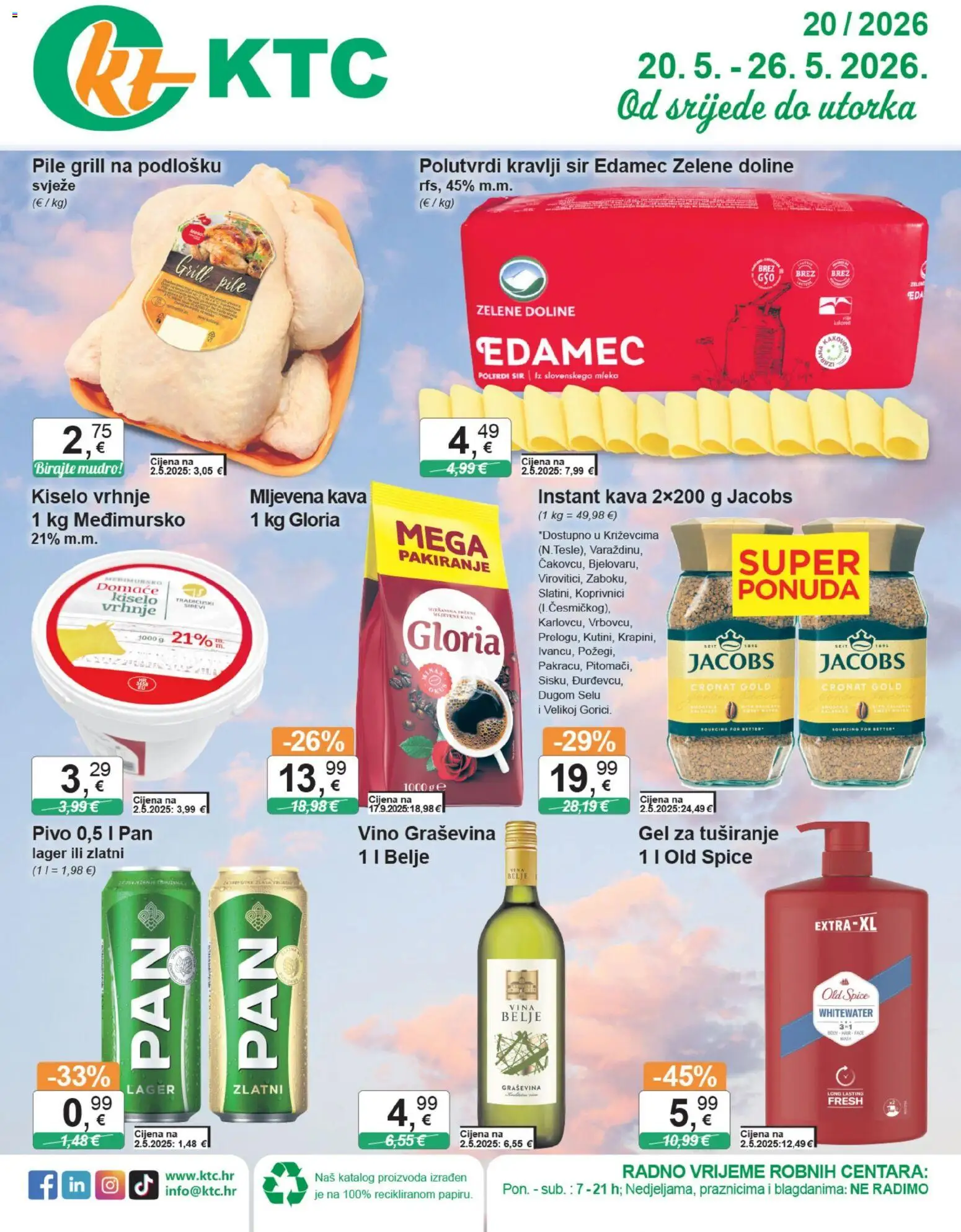 Pregled letka KTC Katalog trgovine KTC vrijedi od 20.05.2026 - Kava, Grill, Vino, Pivo, Kiselo vrhnje, Instant kava, Gel za tuširanje, Mljevena kava