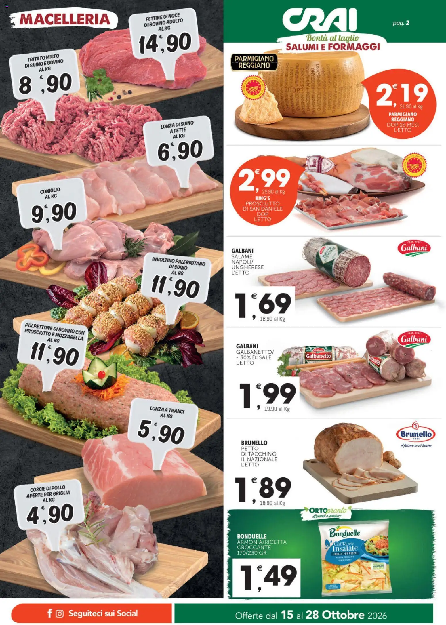 Anteprima dell'opuscolo CRAI volantino Cuor di Crai Biancavilla dal negozio CRAI valido da 15/10/2026 - Coniglio, Pollo, Mozzarella, Sale, Prosciutto, Griglia, Suino, Parmigiano