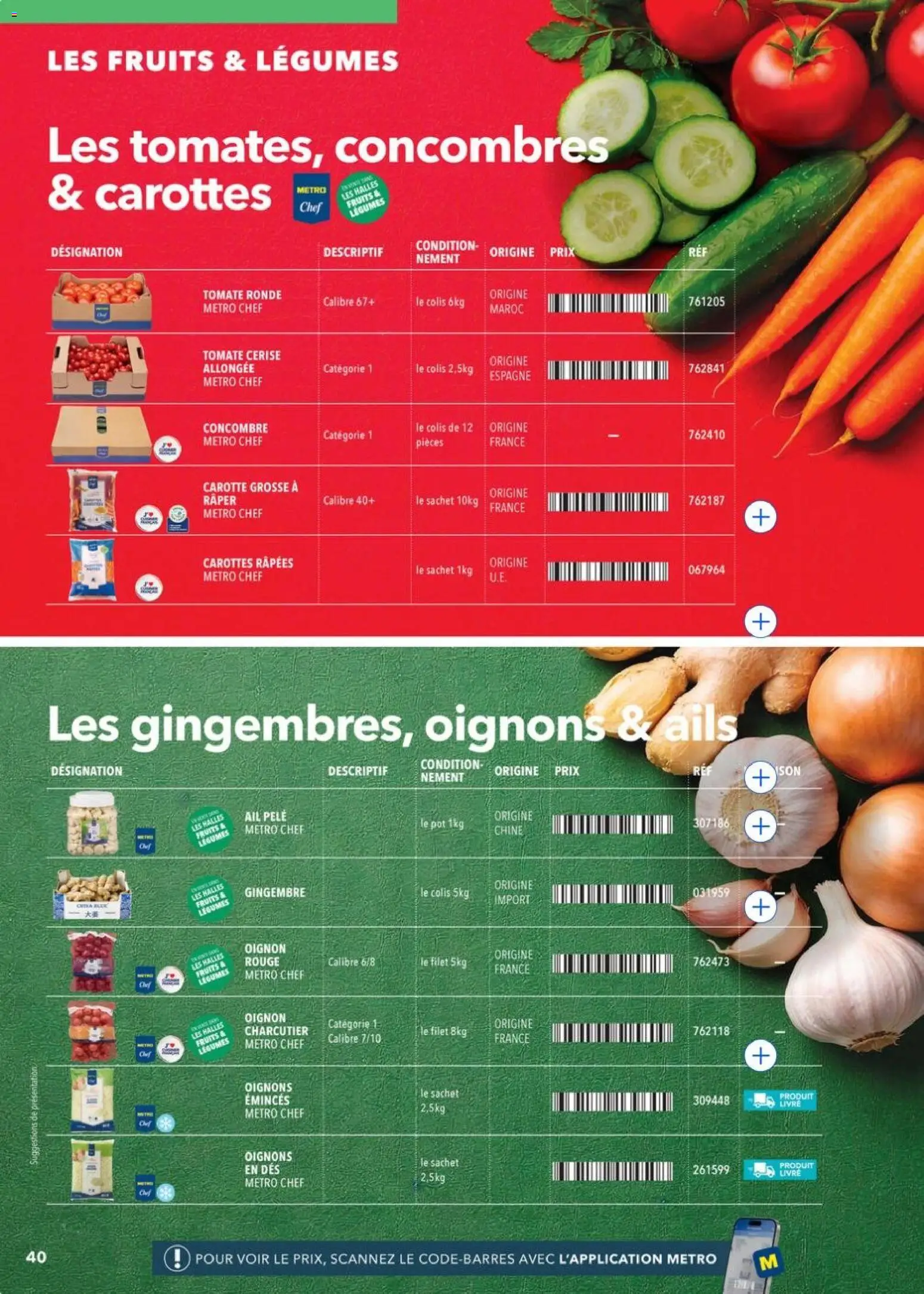 Prévisualisation de METRO - Restauration rapide du magasin METRO formulaire valide 14/04/2026 - Livre, Gingembre, Concombre, Concombres, Tomate, Pele, Oignons, Ail