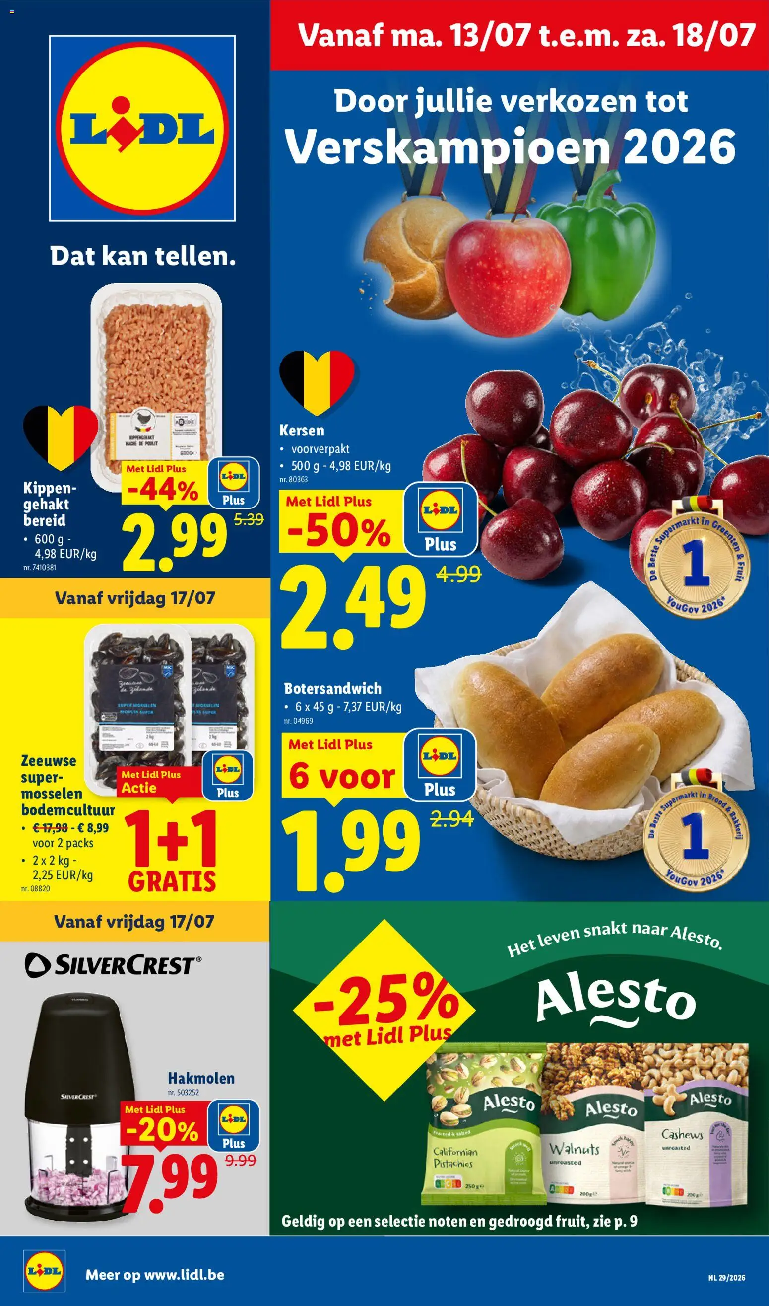 Voorbeeld van Lidl Folder week 29 van winkel Lidl geldig vanaf 13/07/2026 - Bakkerij, Mosselen, Fruit, Kan, Gehakt, Kippen, Kersen, Kippengehakt