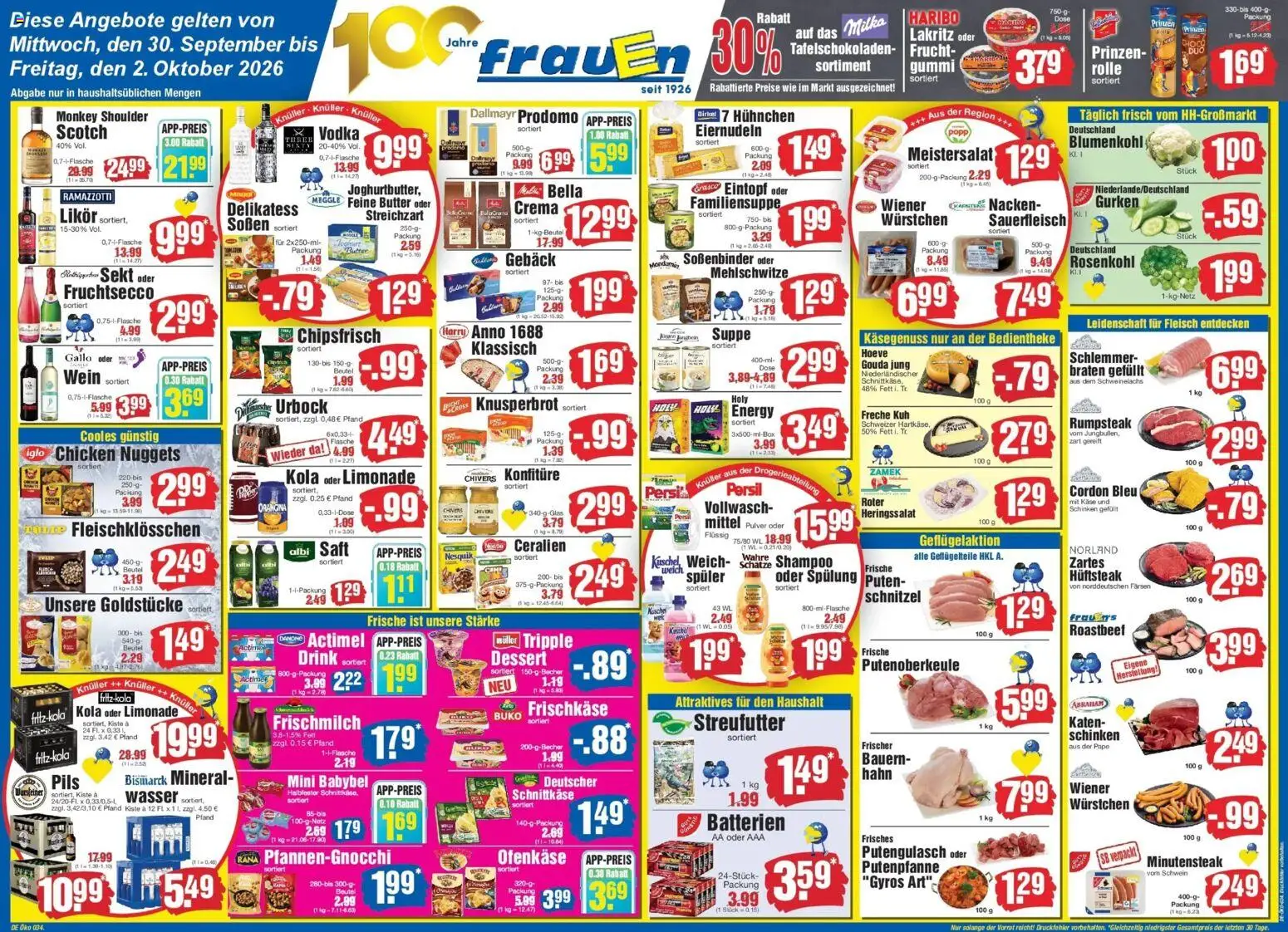 Vorschau von dem Prospekt des Geschäftes Edeka, gültig ab dem 30.09.2026 - Schnitzel, Haribo, Wein, Blumenkohl, Fleisch, Ramazzotti, Energy, Actimel