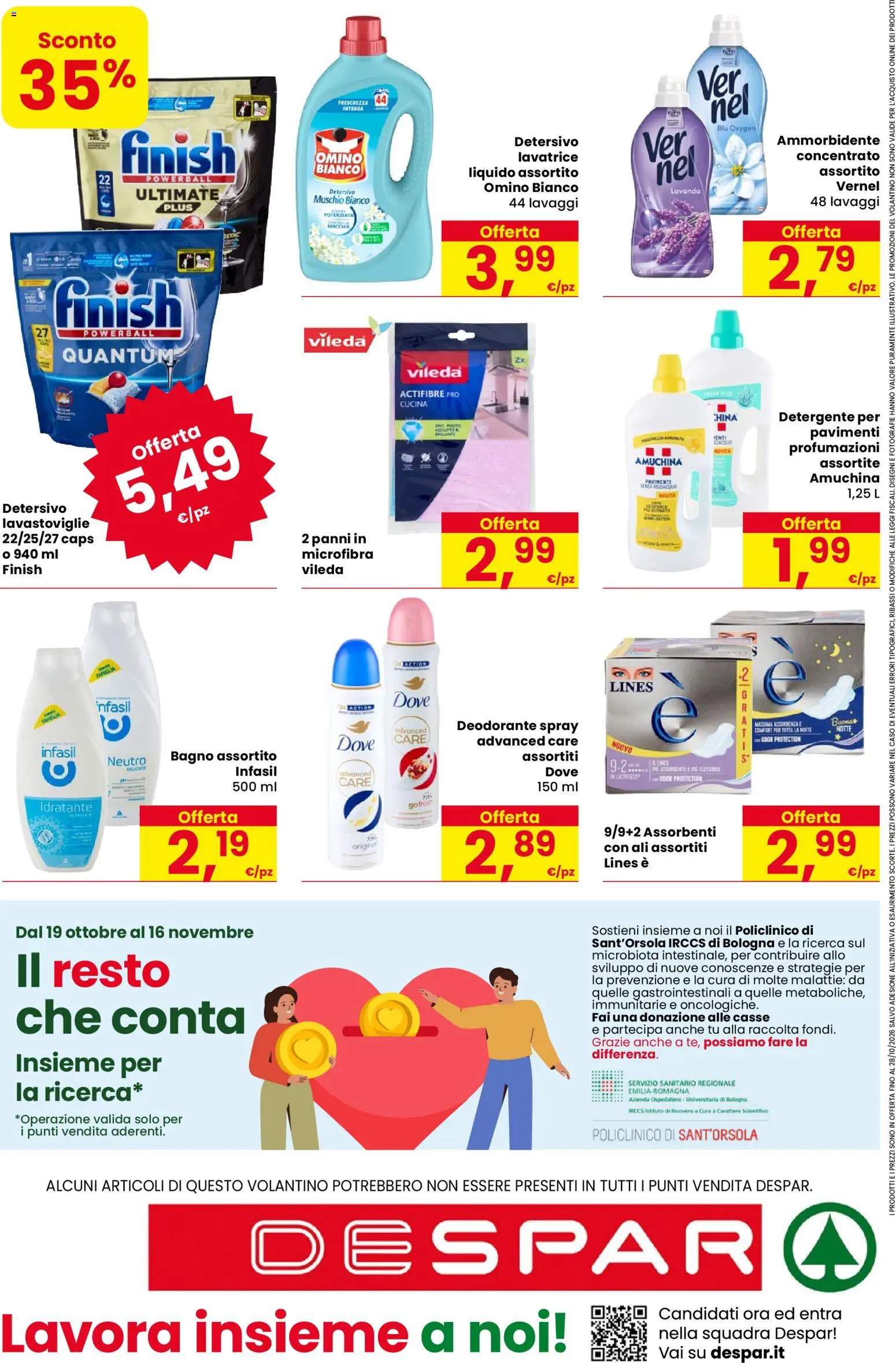Anteprima dell'opuscolo Despar volantino Forlimpopoli dal negozio Despar valido da 15/10/2026 - Lavatrice, Bagno, Lavanda, Deodorante, Ammorbidente, Assorbenti, Detergente, Panni