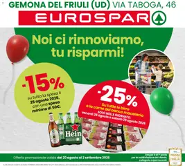 Anteprima dell'opuscolo Eurospar volantino Gemona dal negozio Eurospar valido da 20/08/2026