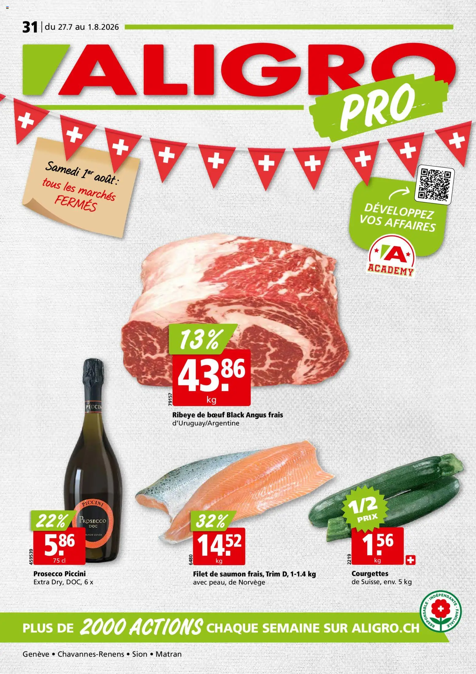 Vorschau des Merkblatts Aligro aktionen Chavannes, Matran, Genève, Sion vom Shop Aligro gültig von 27.07.2026 bis 01.08.2026 - Prosecco