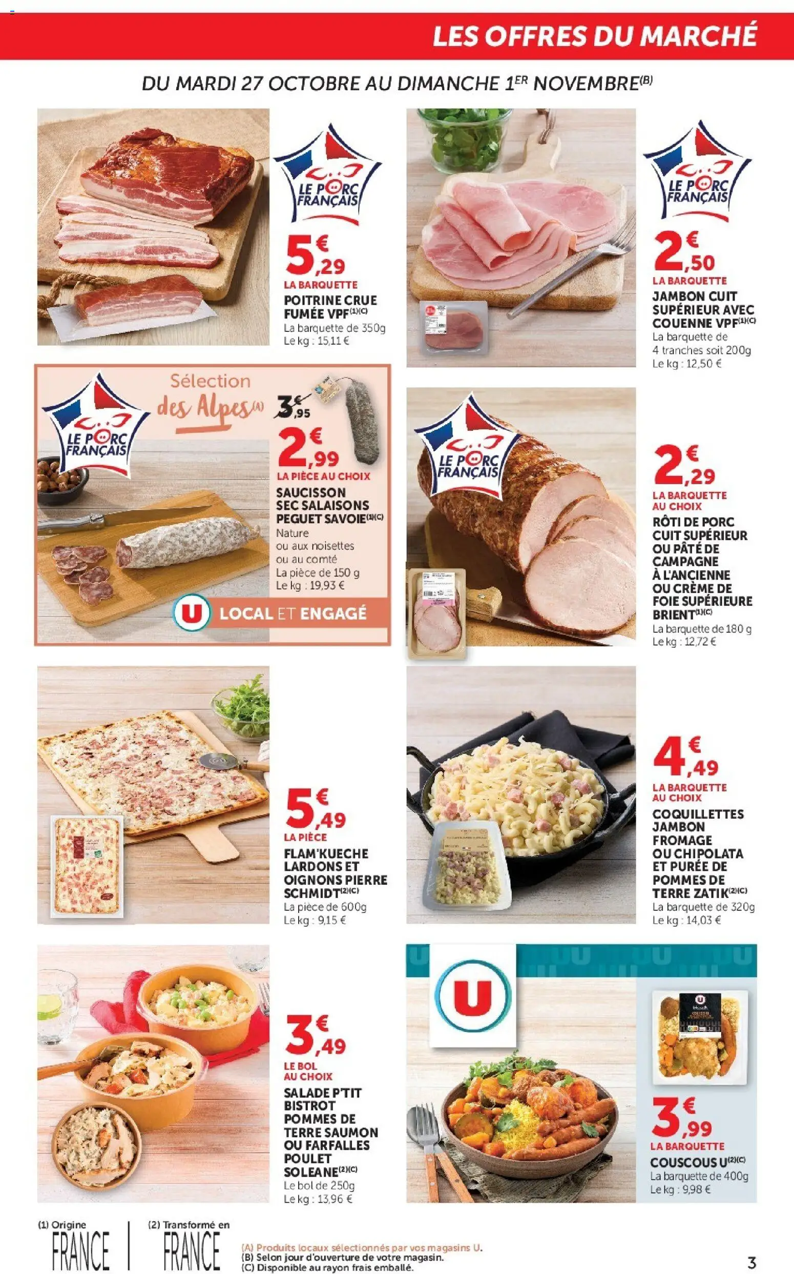 Prévisualisation de U Express - Les prix bas de la semaine du magasin U Express formulaire valide 27/10/2026 - Couscous, Fromage, Poulet, Rôti de porc, Oignons, Bol, Lardons, Porc