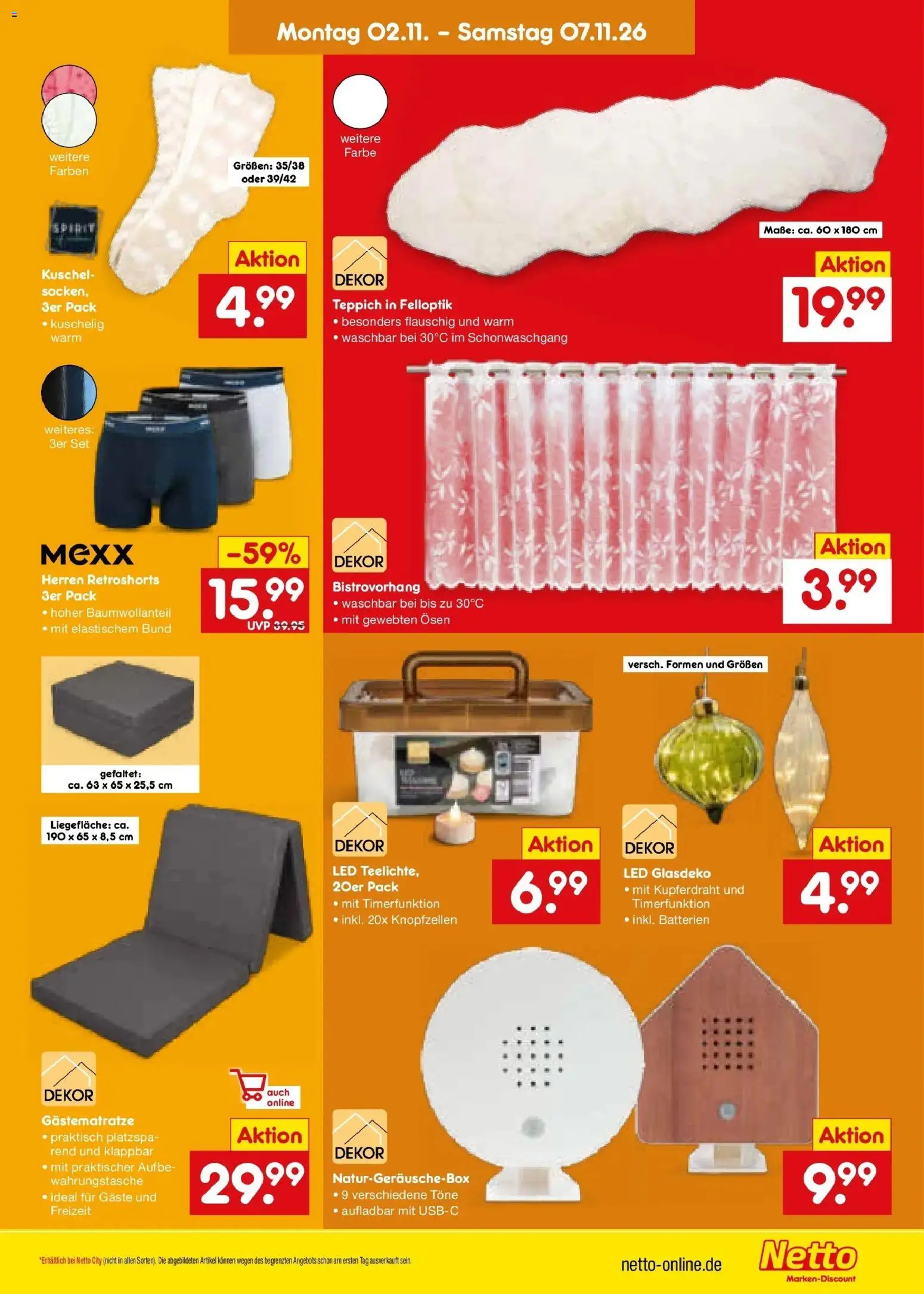 Vorschau von dem Prospekt des Geschäftes Netto Marken-Discount, gültig ab dem 02.11.2026 - Teppich, Batterien