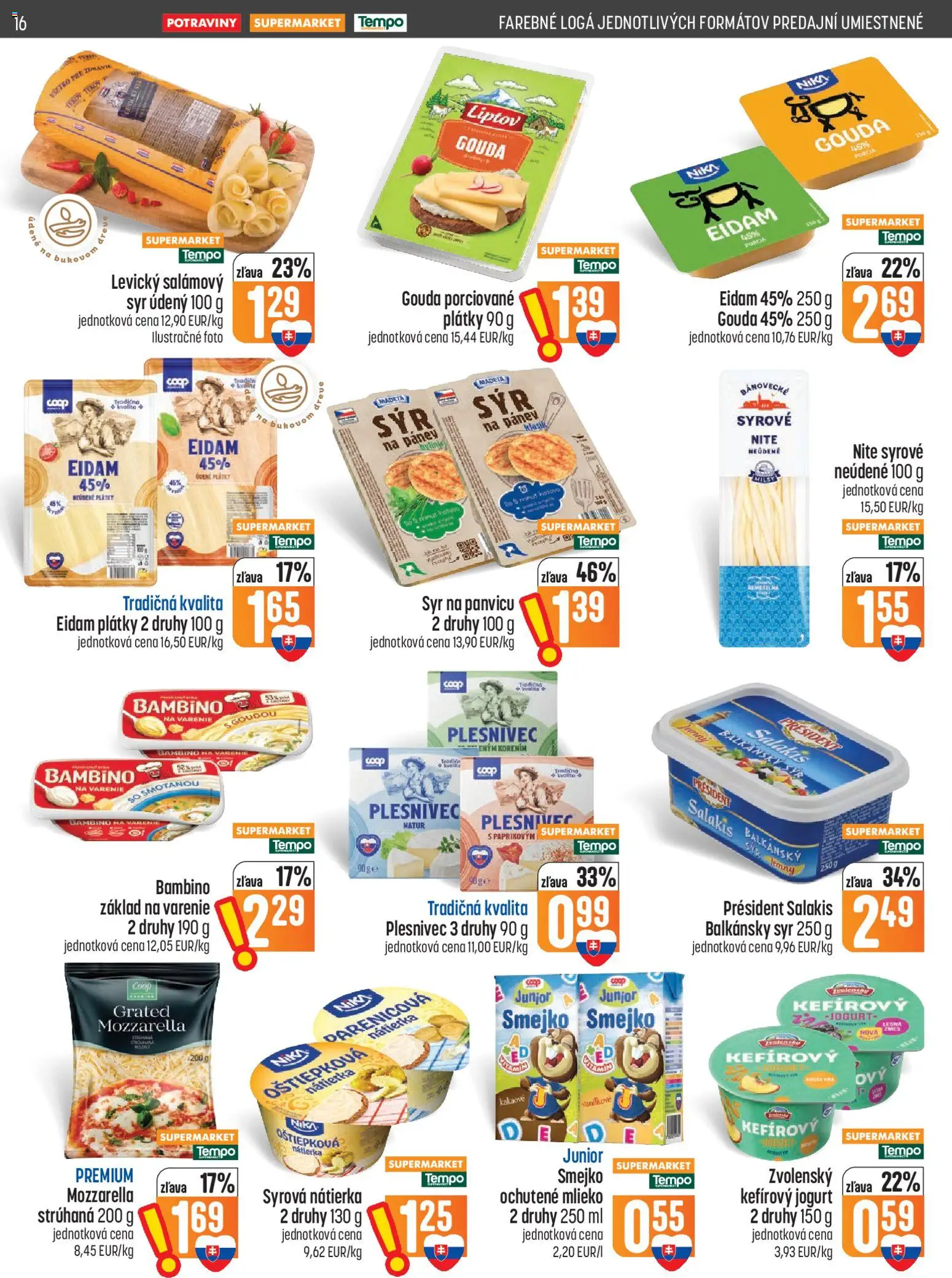 Náhľad COOP Jednota letáku platného od 01.10.2026 - Syr, Mlieko, Jogurt, Nátierka, Gouda, Eidam, Balkánsky syr, Eidam 45%